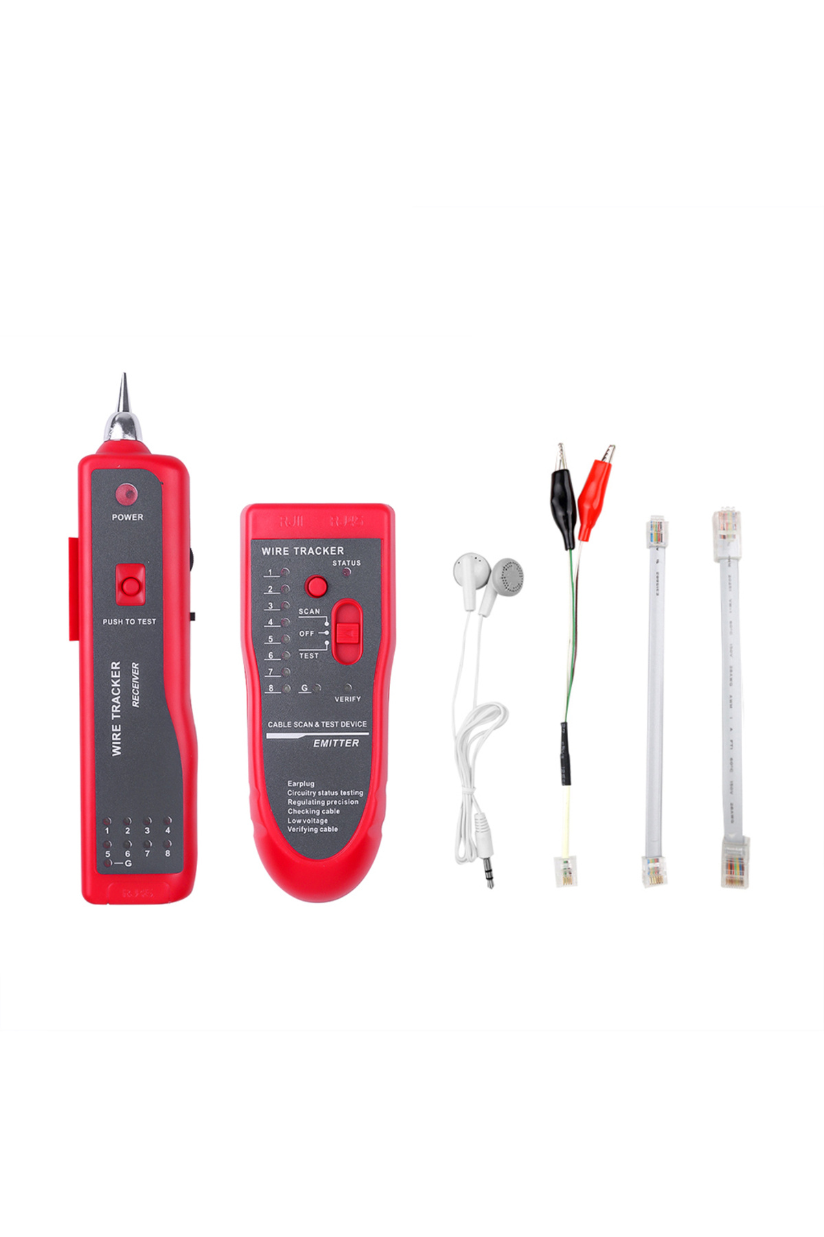 Choice1-Red kebidumei Ethernet LAN Network Cable Tester RJ11 RJ45 Cat5 Cat6 Telephone Wire Tracker Tracer To 1