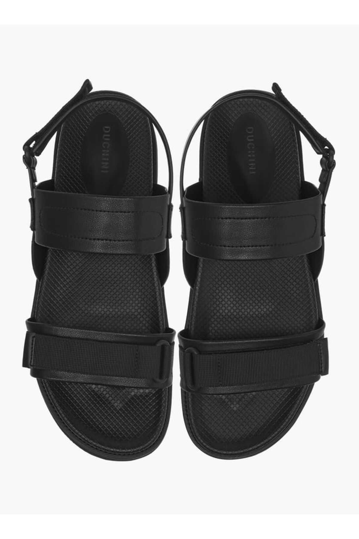 Duchini-Men's Strap Detail Sandals with Hook and Loop Closure 1