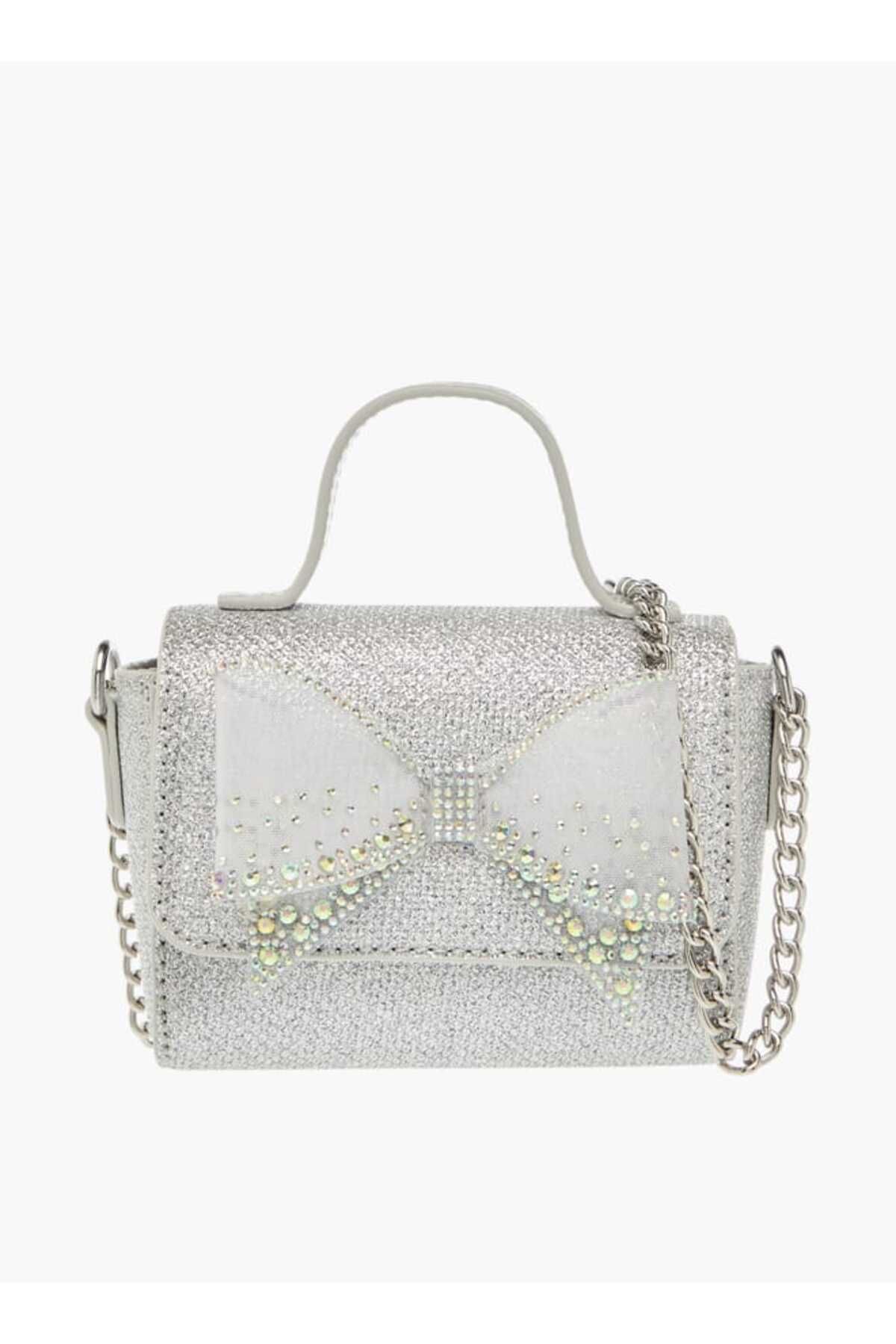 Little Missy-Bow Accent Crossbody Bag with Chain Strap and Button Closure 1