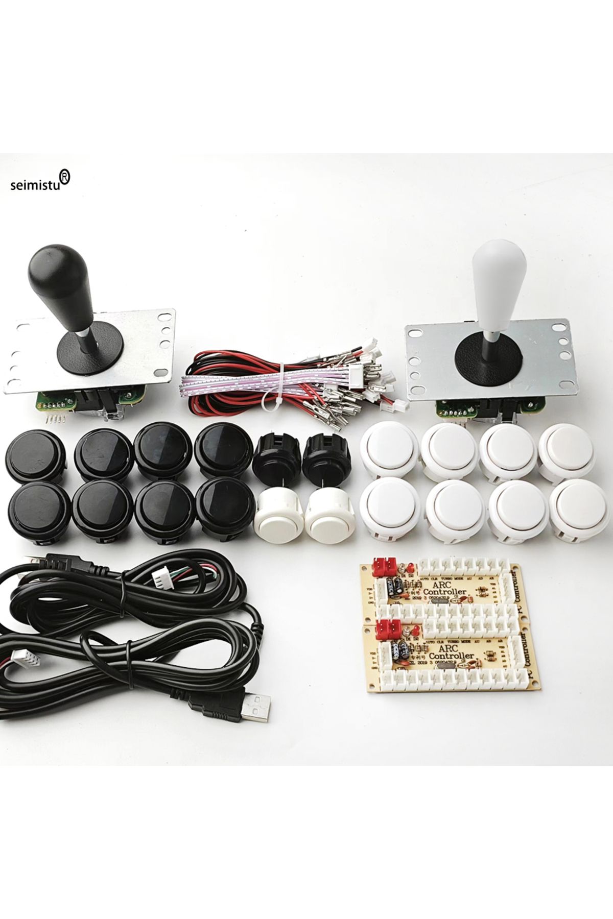 Choice-2 p  White -blue ARCADE Joystick Copy SANWA Game Machine Arcade Console DIY Kit Push Buttons For PC 1