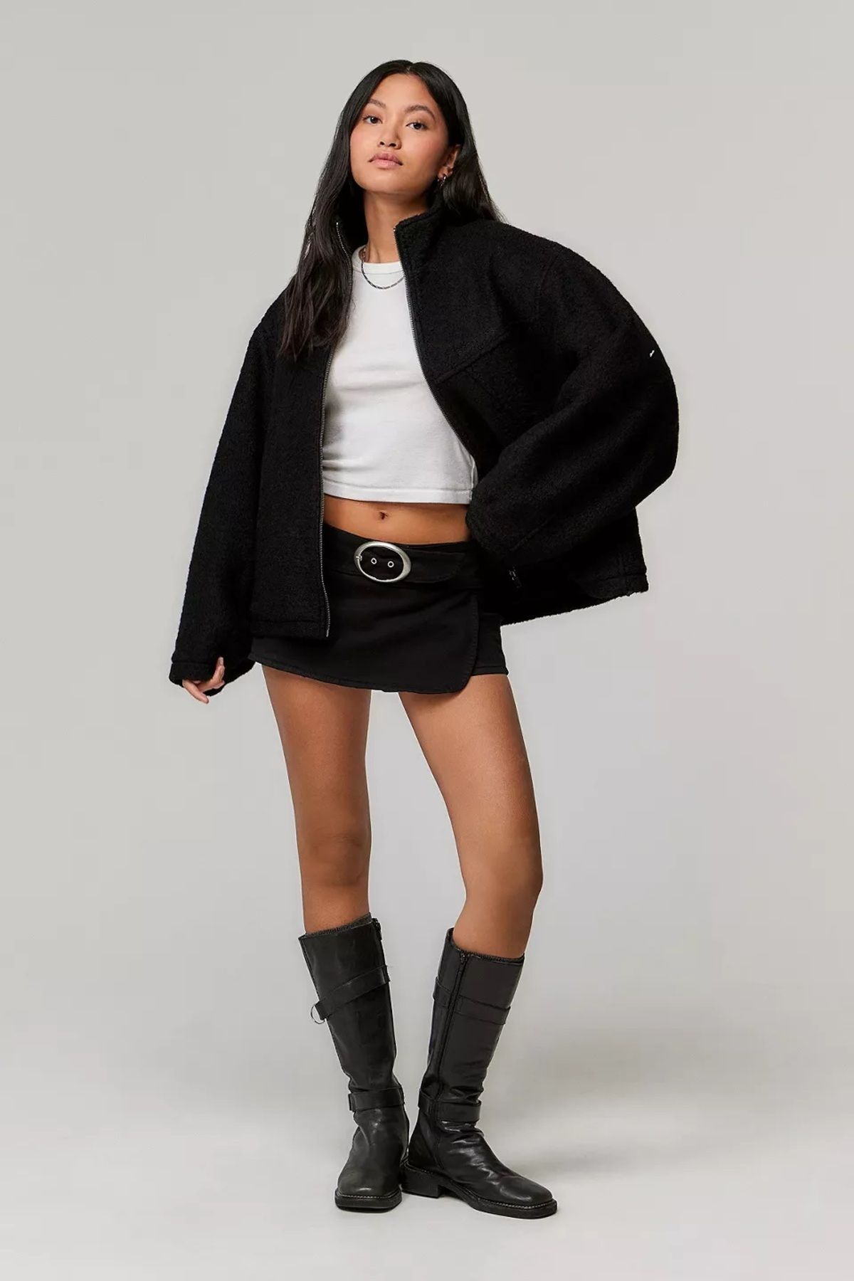 september island-Black Belt Detailed Mini Shorts Skirt 3