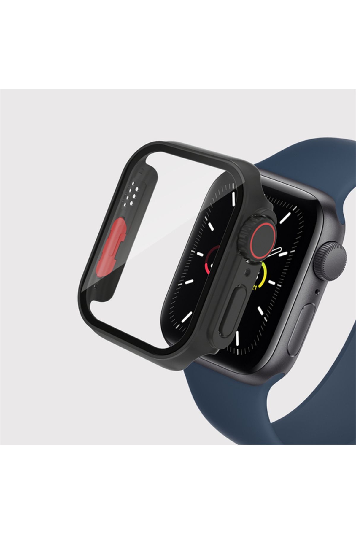 Choice-سلسلة 123 38 مم زجاج أسود أحمر + حافظة لساعة Apple Watch 44 مم 45 مم 41 مم 40 مم 42 مم 38 مم واقي شاشة C 1