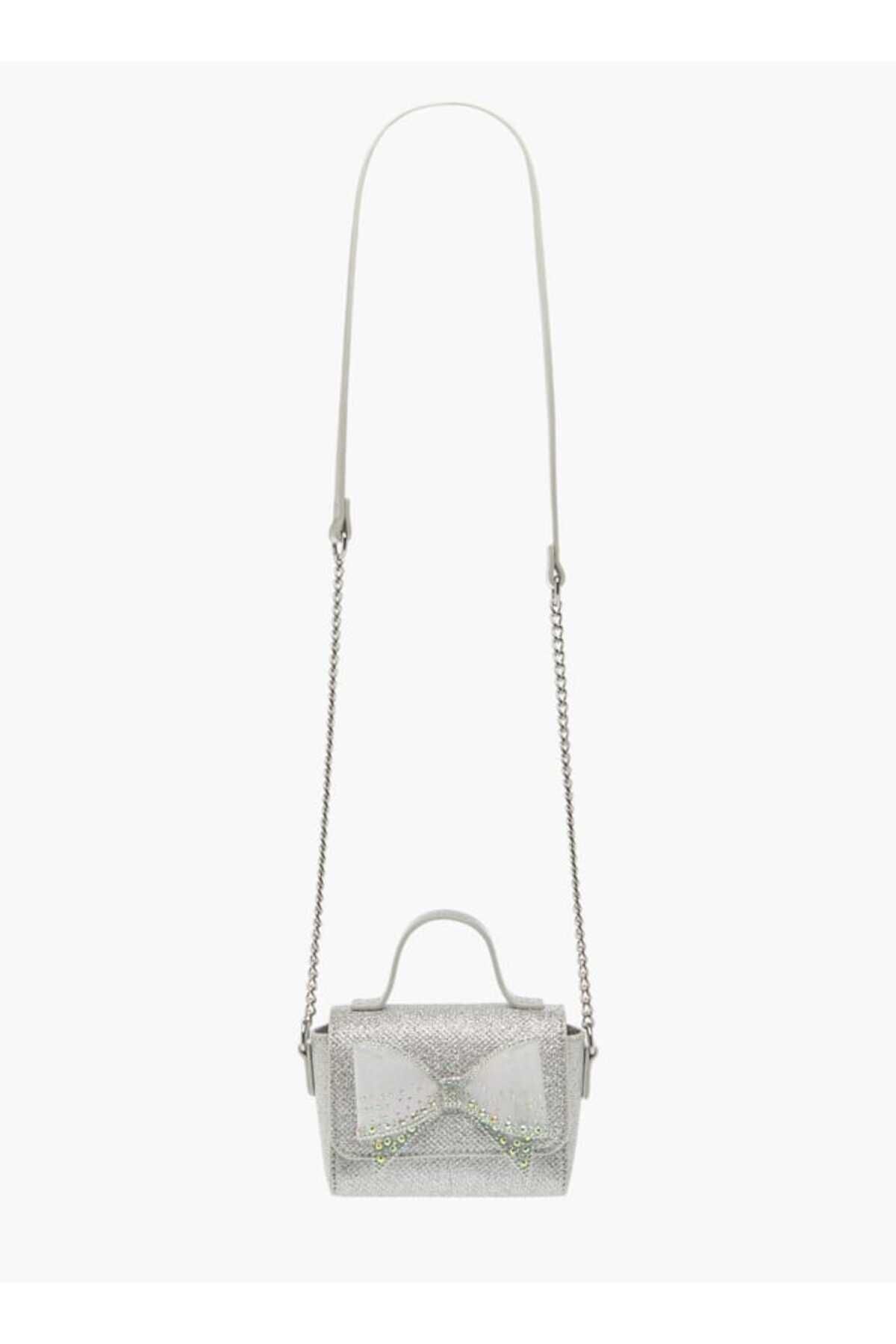 Little Missy-Bow Accent Crossbody Bag with Chain Strap and Button Closure 2