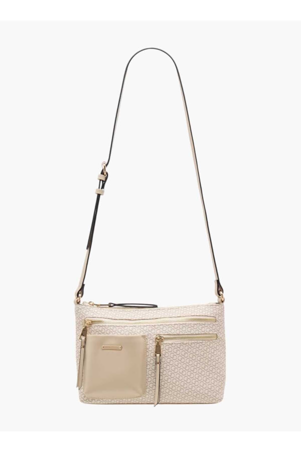Celeste-Monogram Print Crossbody Bag with Adjustable Strap and Zip Closure 2