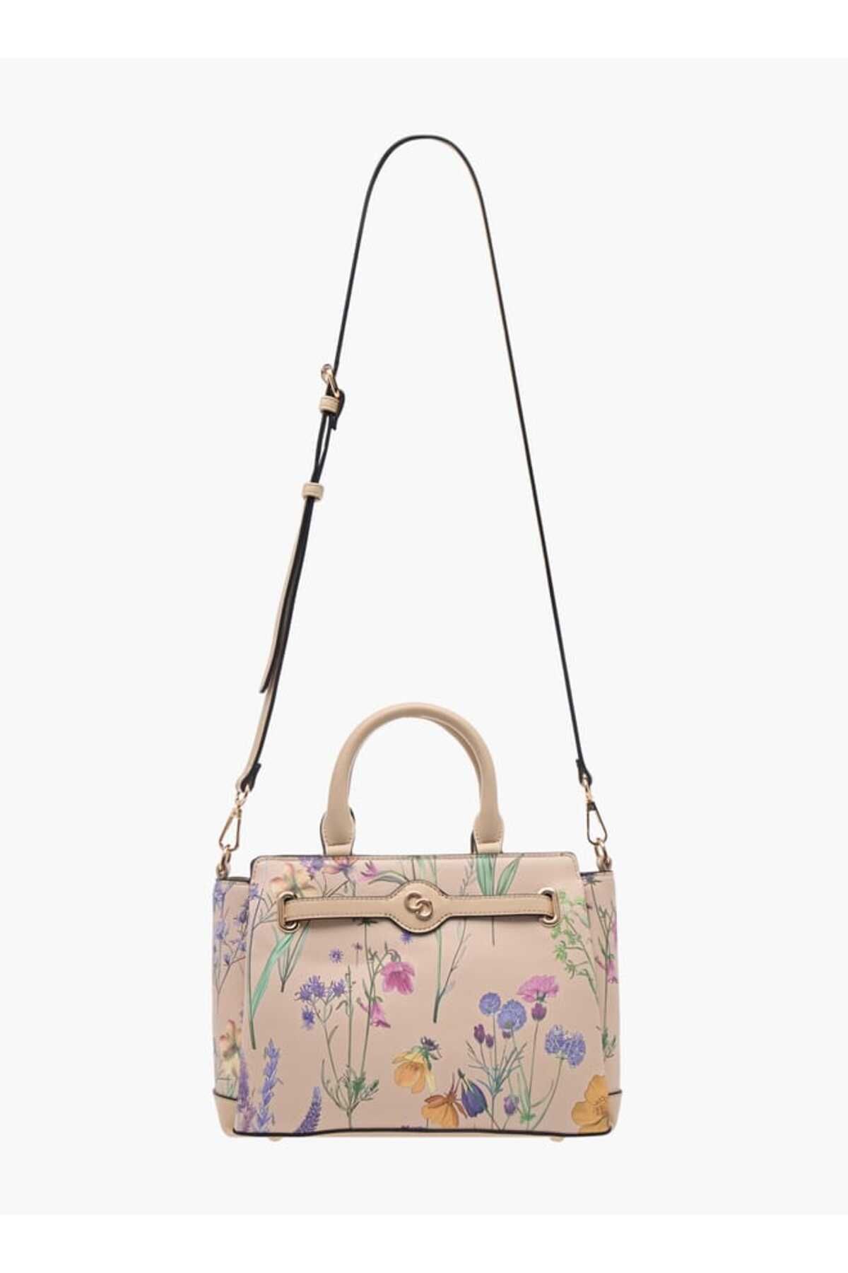 Celeste-Floral Print Tote Bag with Double Handle and Zip Closure 2