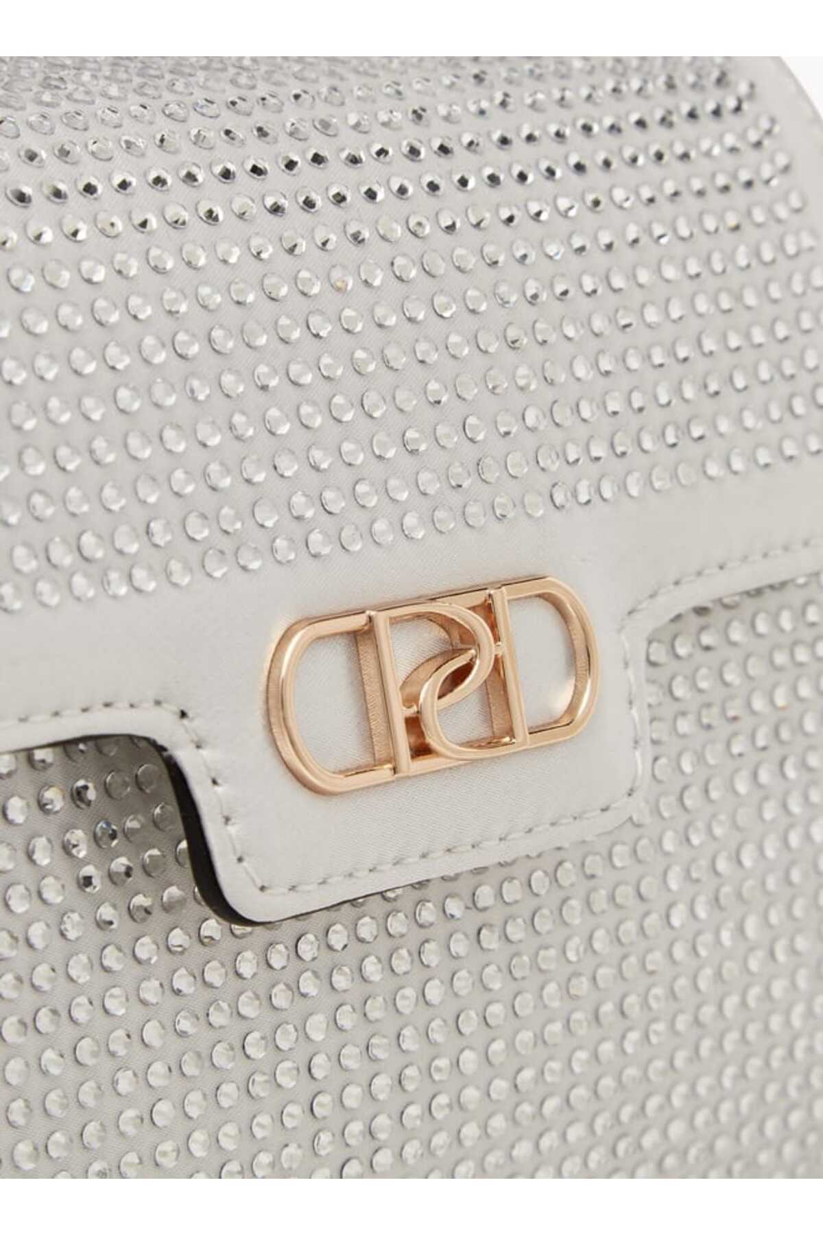 Paprika-Embellished Satchel Bag with Detachable Chain Strap and Flap Closure - W 8 x H 16 x D 21 cm 4