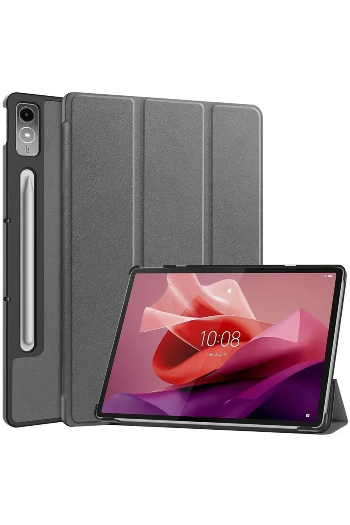 AYANJIN-جراب Tab P12 2023 12.7 GRAY لجهاز Lenovo tab P12 12.7 بوصة 2023 خفيف الوزن مع حامل ثلاثي الطي من الجلد 1