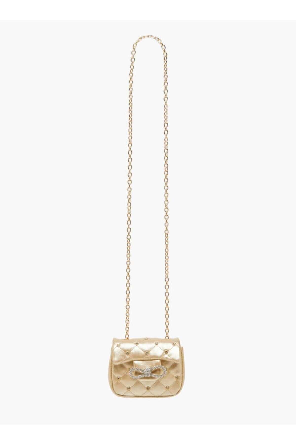 Little Missy-Embellished Crossbody Bag with Chain Strap and Button Closure 2