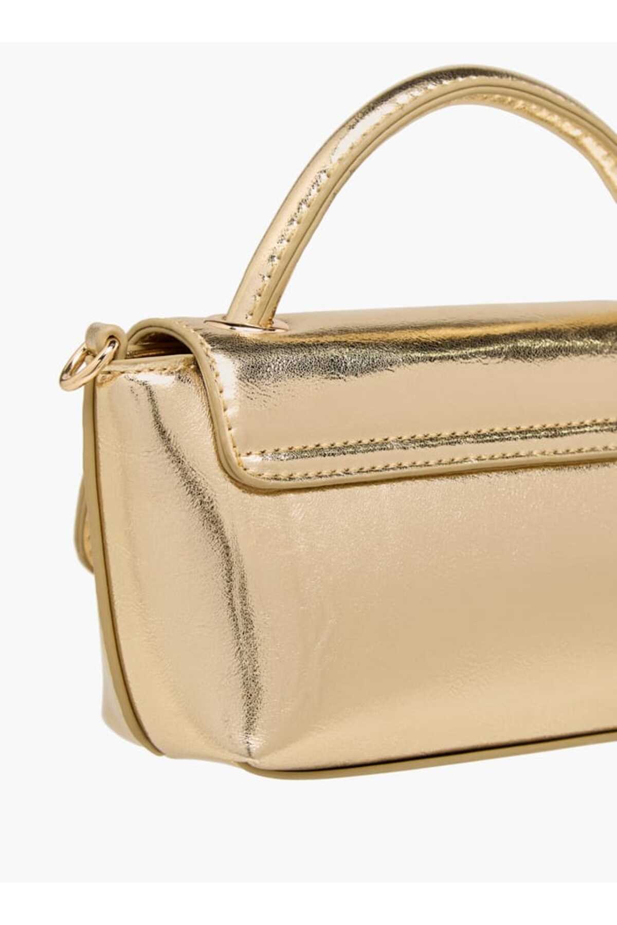 Flora Bella by Shoexpress-Flora Bella Metallic Satchel Bag with Handle and Chain Strap 6