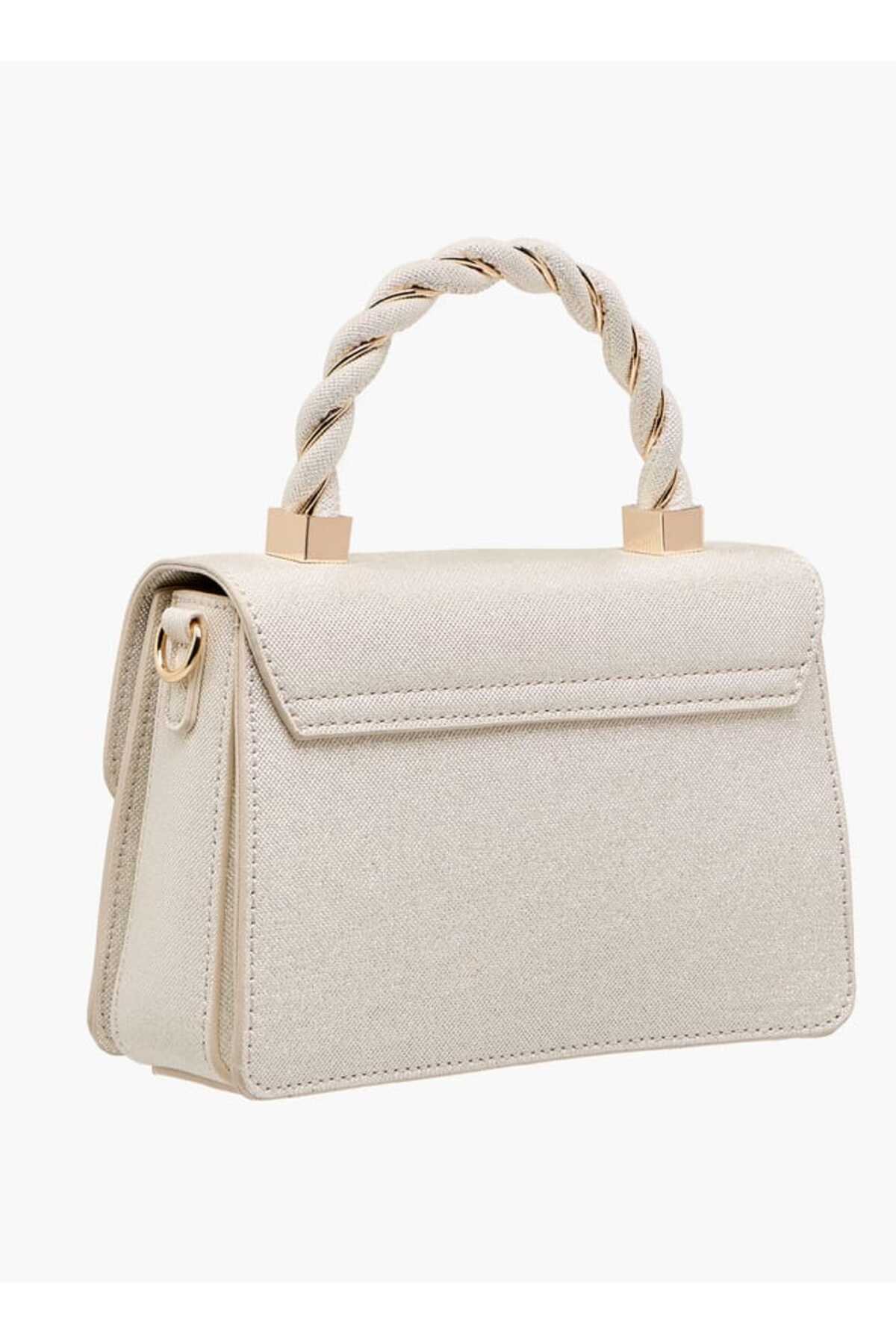Flora Bella by Shoexpress-Flora Bella Textured Satchel Bag with Handle and Chain Strap 4