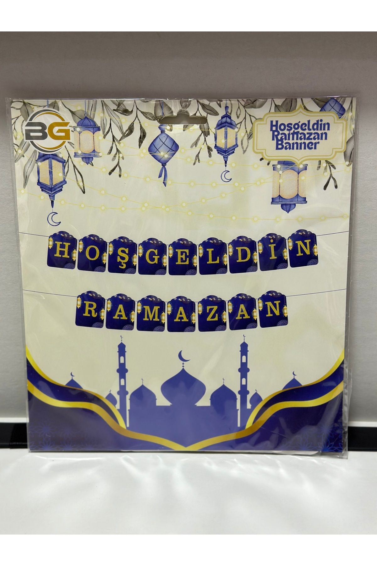 Party Partycom ‘’ Hoşgeldin Ramazan’’ Lacivert zemin üstüne gold yazılı banner
