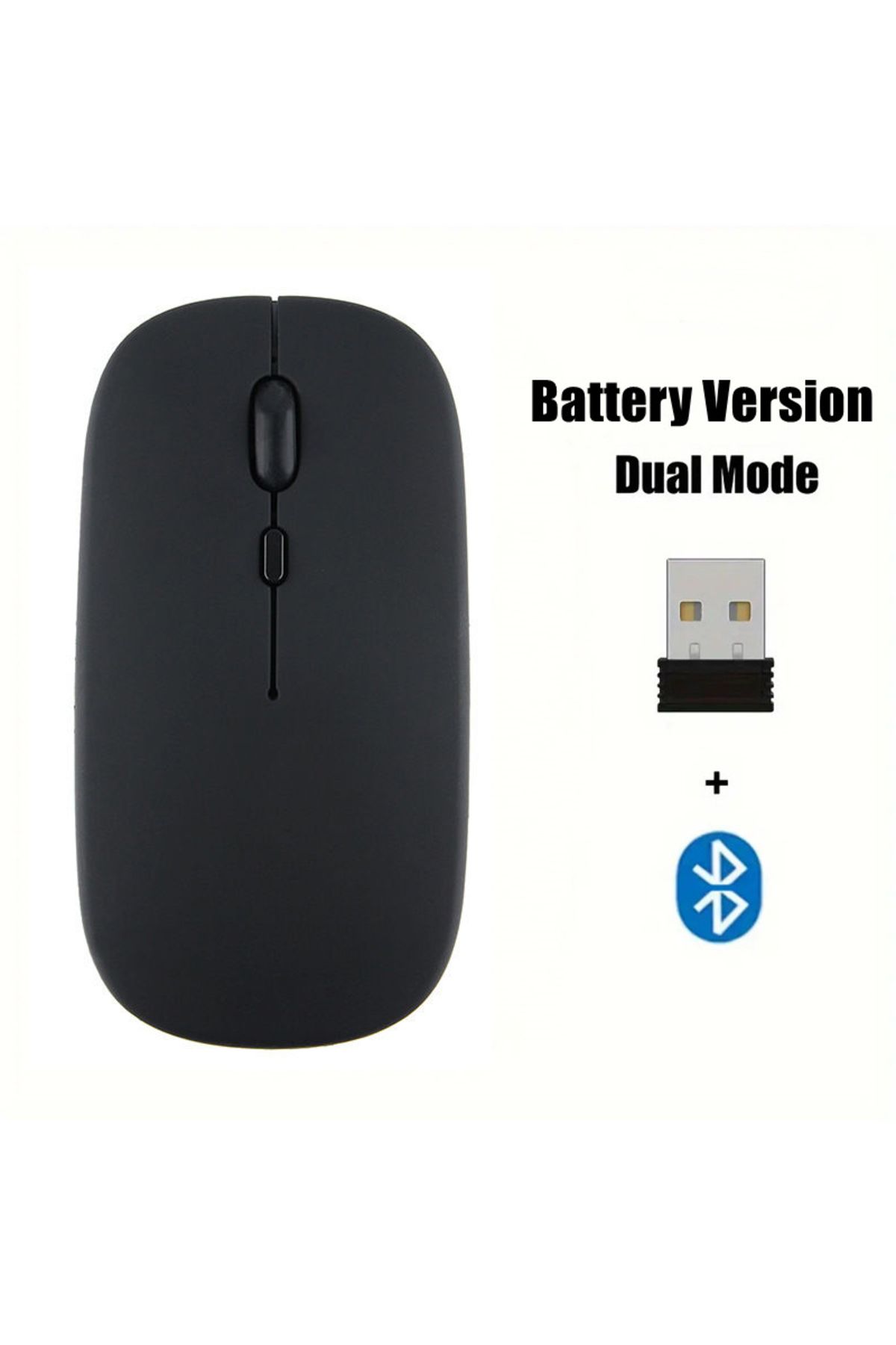 congdi-Black Portable Wireless Mouse Bluetooth-compatible 2.4GHz Dual Modes Computer Mice with Nano Receive 1