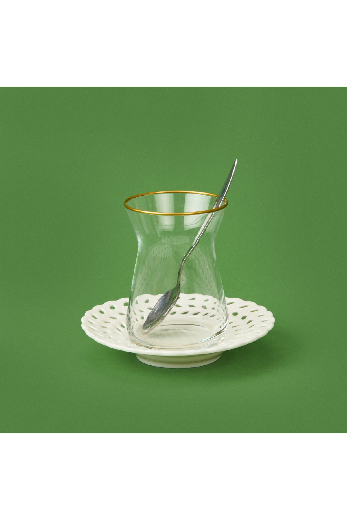 Paçi-Porcelain White Tea Plate with Leaf Lace Motif 4