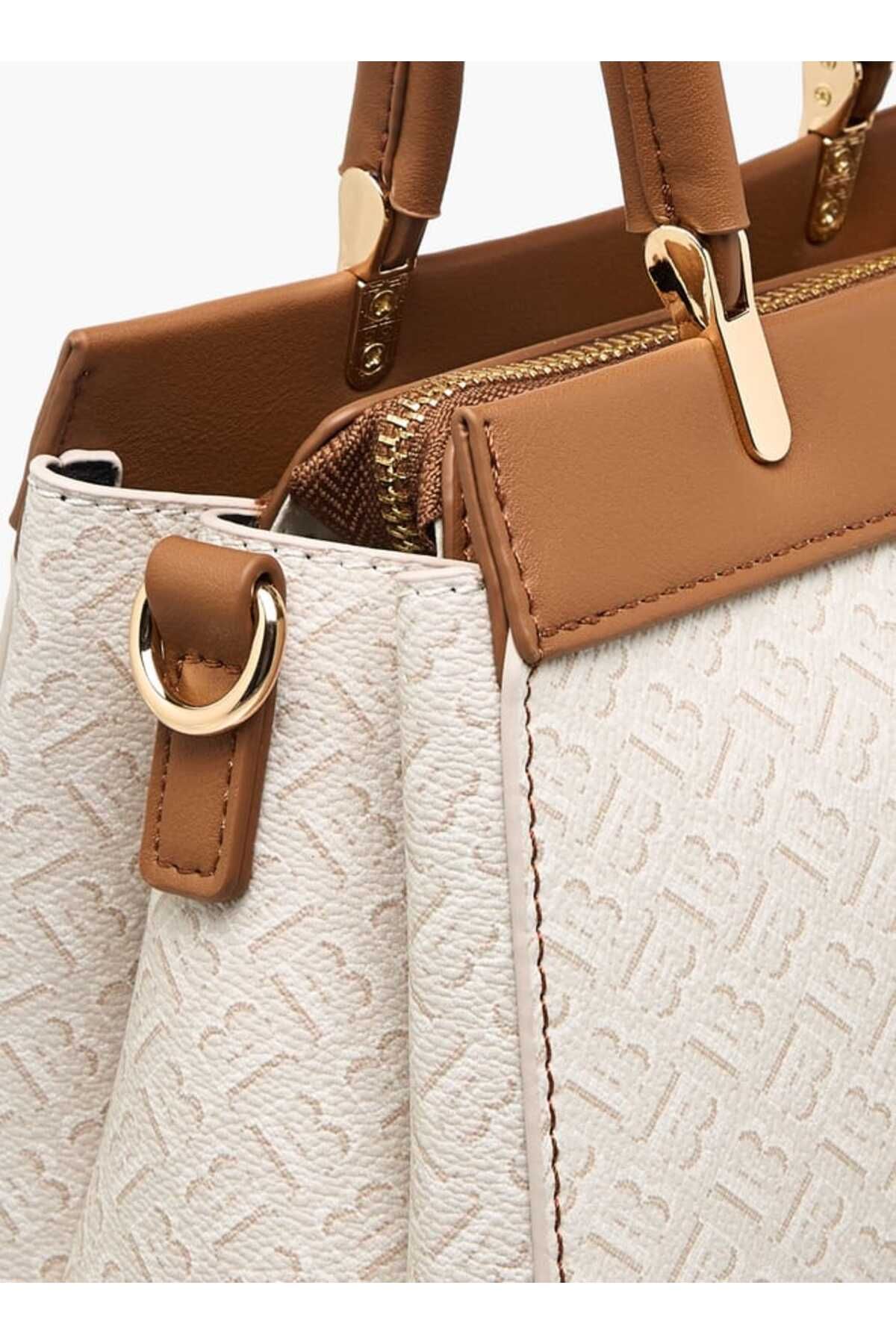 Flora Bella by Shoexpress-Flora Bella Monogram Print Tote Bag with Handles and Detachable Strap 5