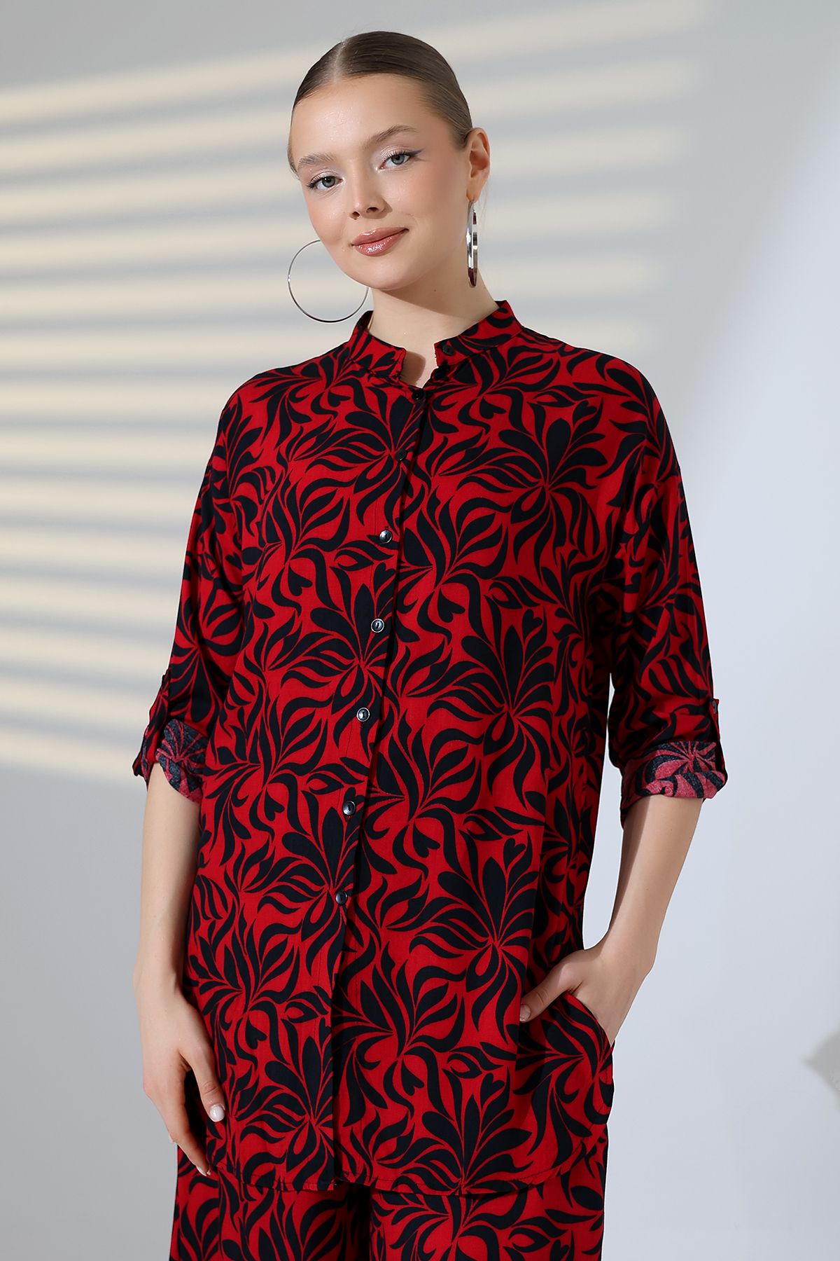 Denismoda-Set de top pentru femei, cu guler de judecător, cu talie elastică, cu picioare largi 5