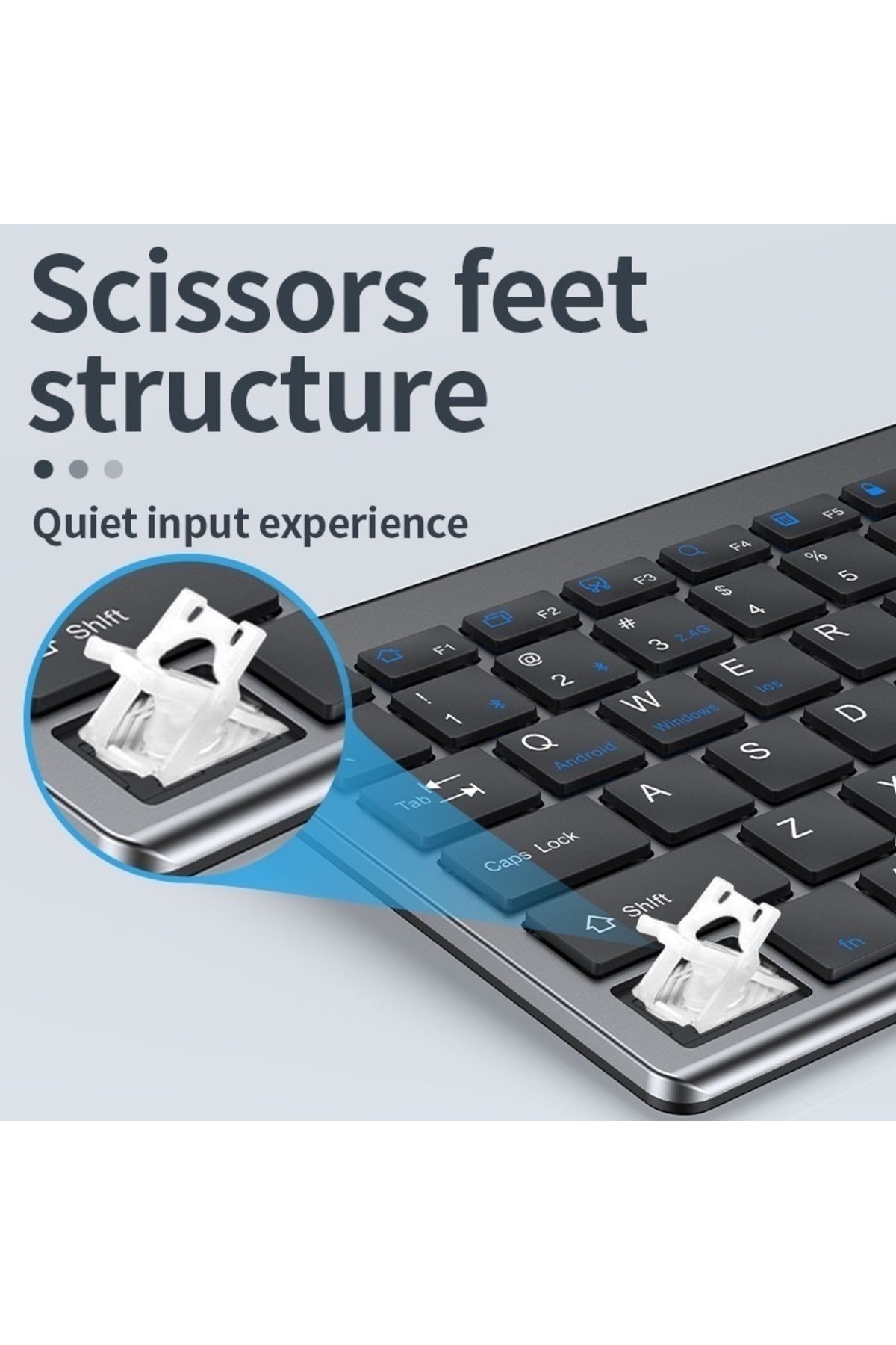 Choice-Russian Gray Bluetooth 5.0 & 2.4g Wireless Keyboard Mouse Combo Rechargeable Full Size Wireless Keyb 4