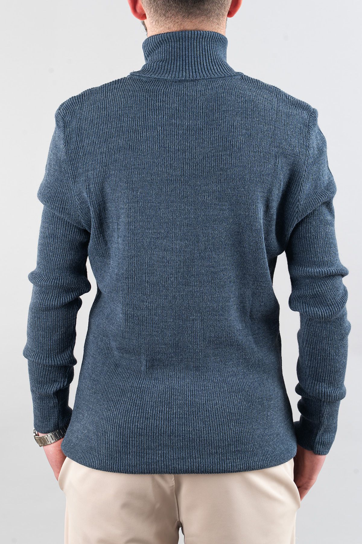 bombe-Men's Slim Fit Turtleneck Cotton High Top Sweater 5