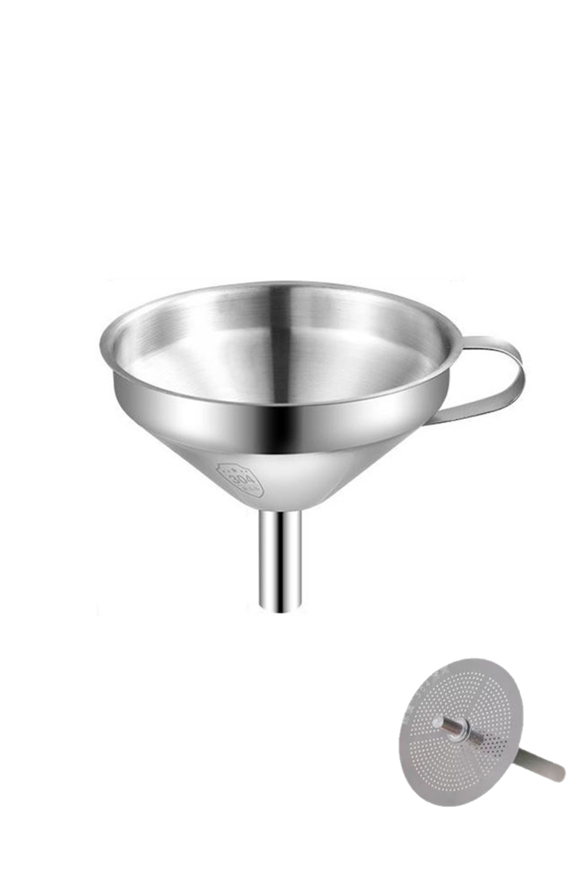 Chavin 304 Çelik 12,7 cm Süzgeçli Yağ Meşrubat Şarap Meyve Suyu Hunisi cin707
