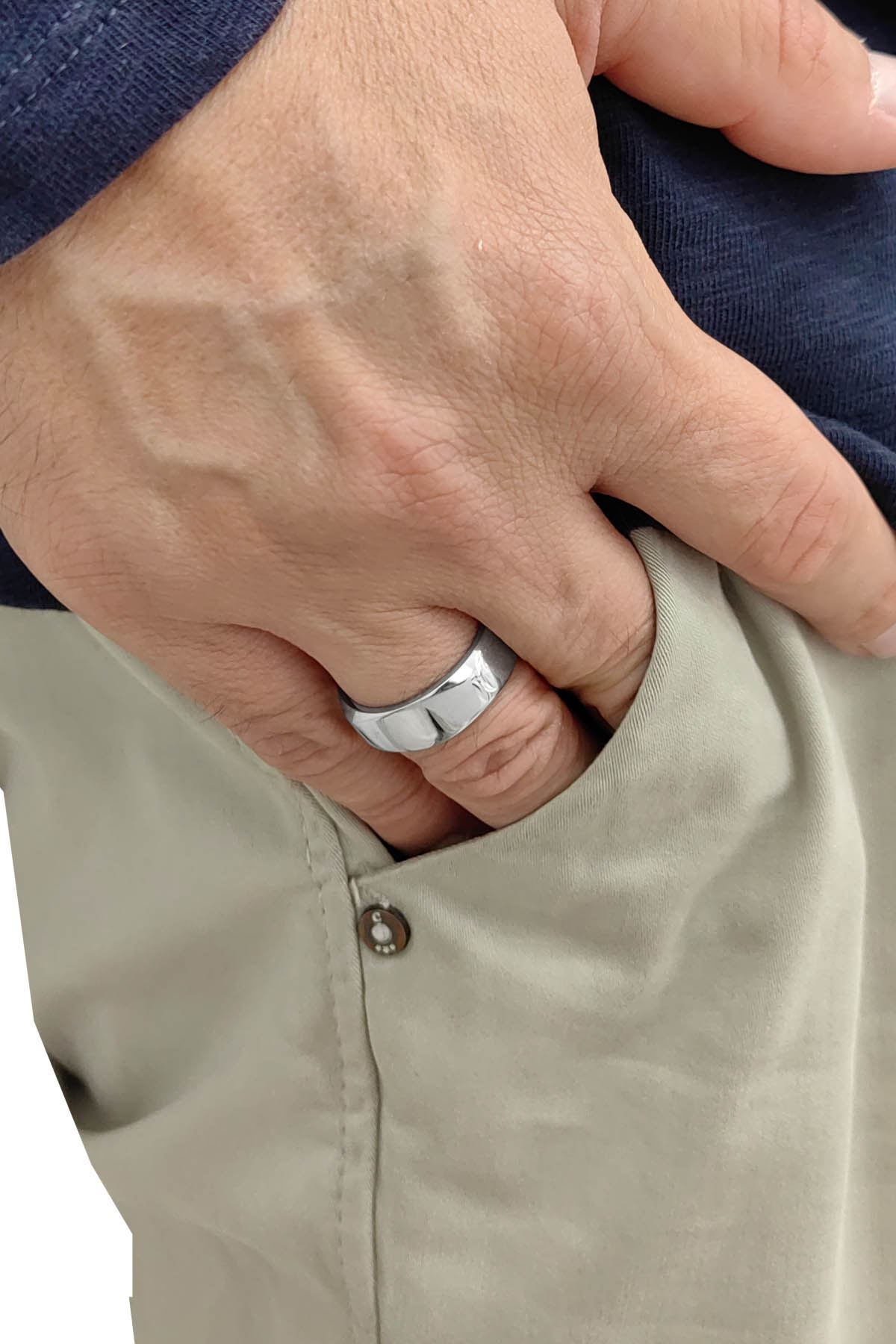 Chavin-Glossy Gray Cornered Men's Steel Ring ds98 2