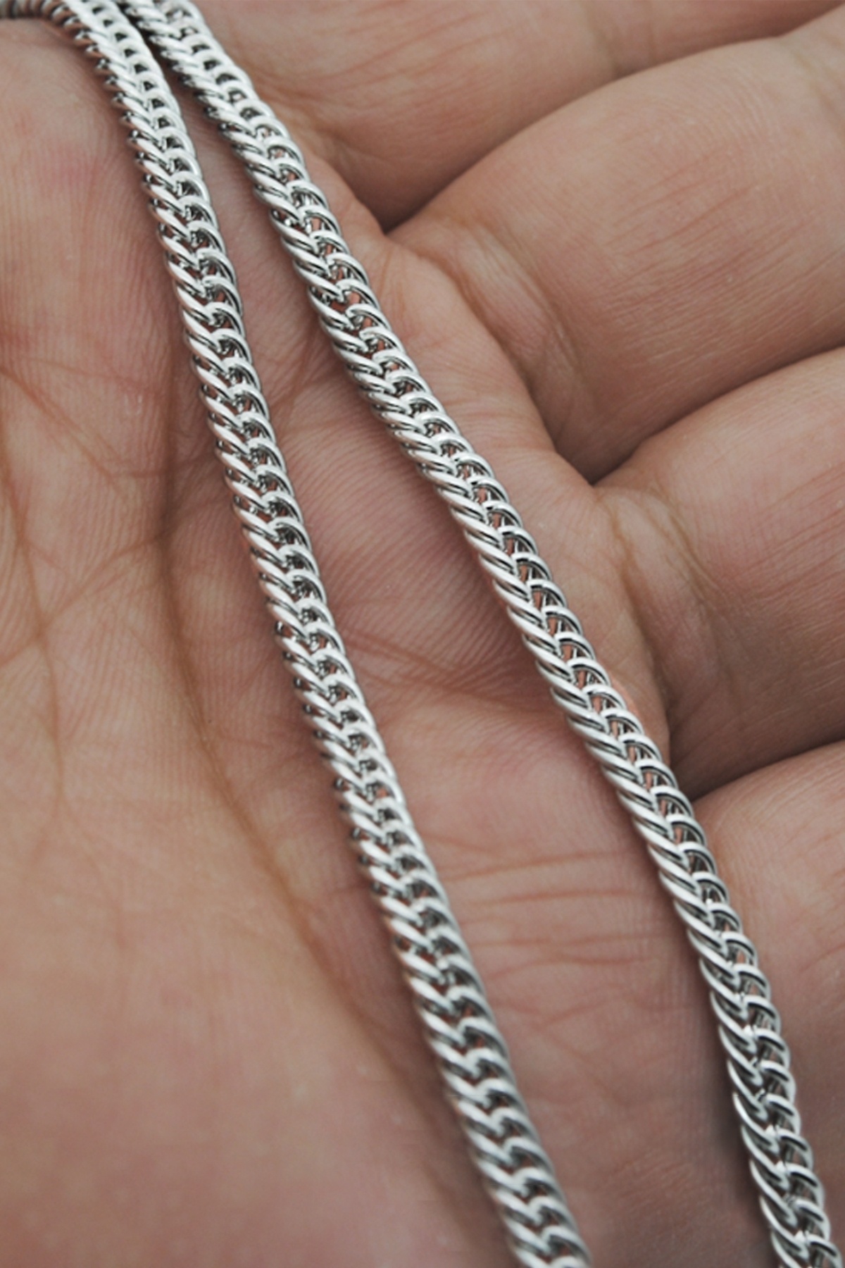 Chavin-Gray 60 Cm. 4 Mm. Shaved Gourmet Men's Steel Chain Dm90-4 4