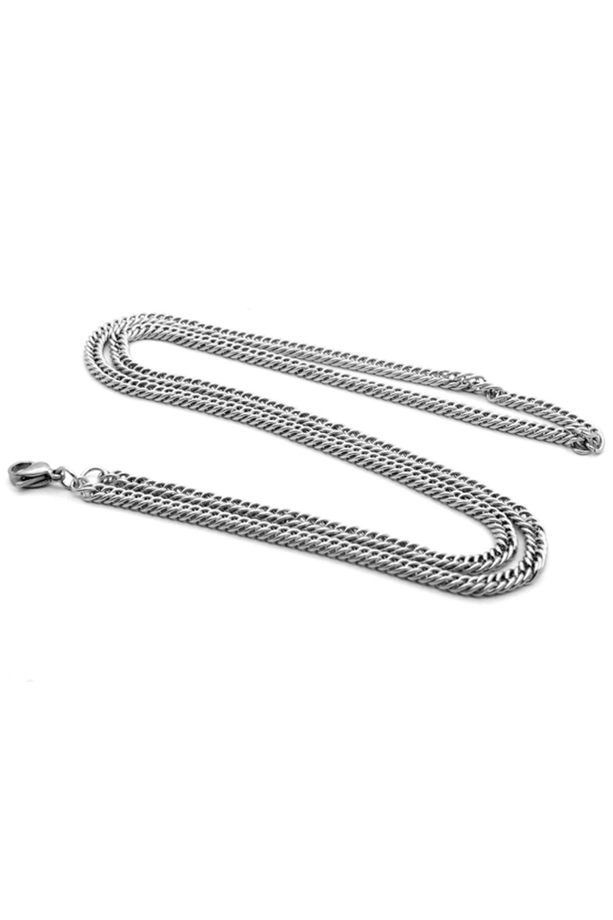 Chavin-Gray 60 Cm. 4 Mm. Shaved Gourmet Men's Steel Chain Dm90-4 5