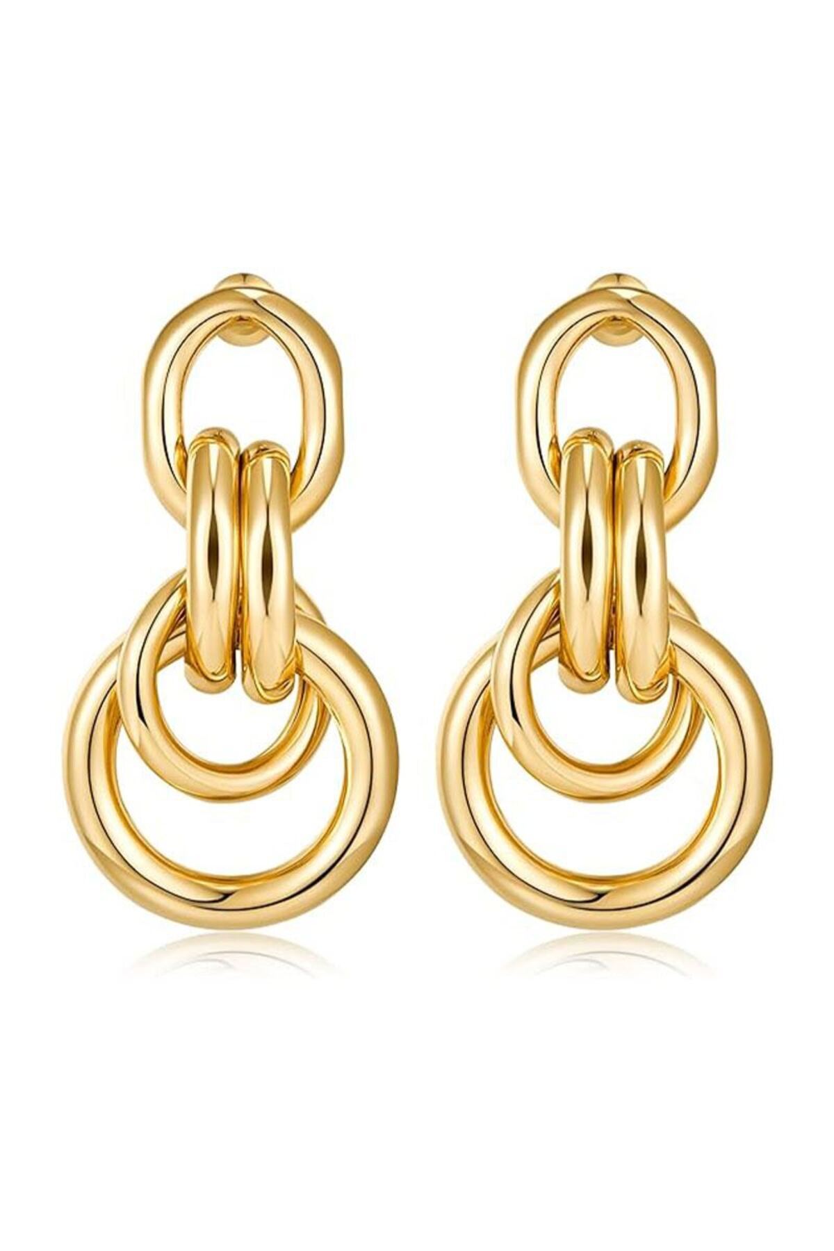 Chavin-Gold Bijouterie Retro Style Women's Hoop Earrings Ev20Sr 1