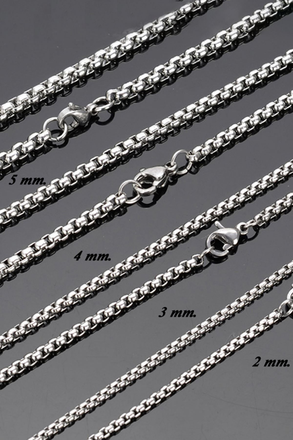 Chavin-Men's Grey Steel Chain - 60 Cm, 2 Mm, Dt94 4