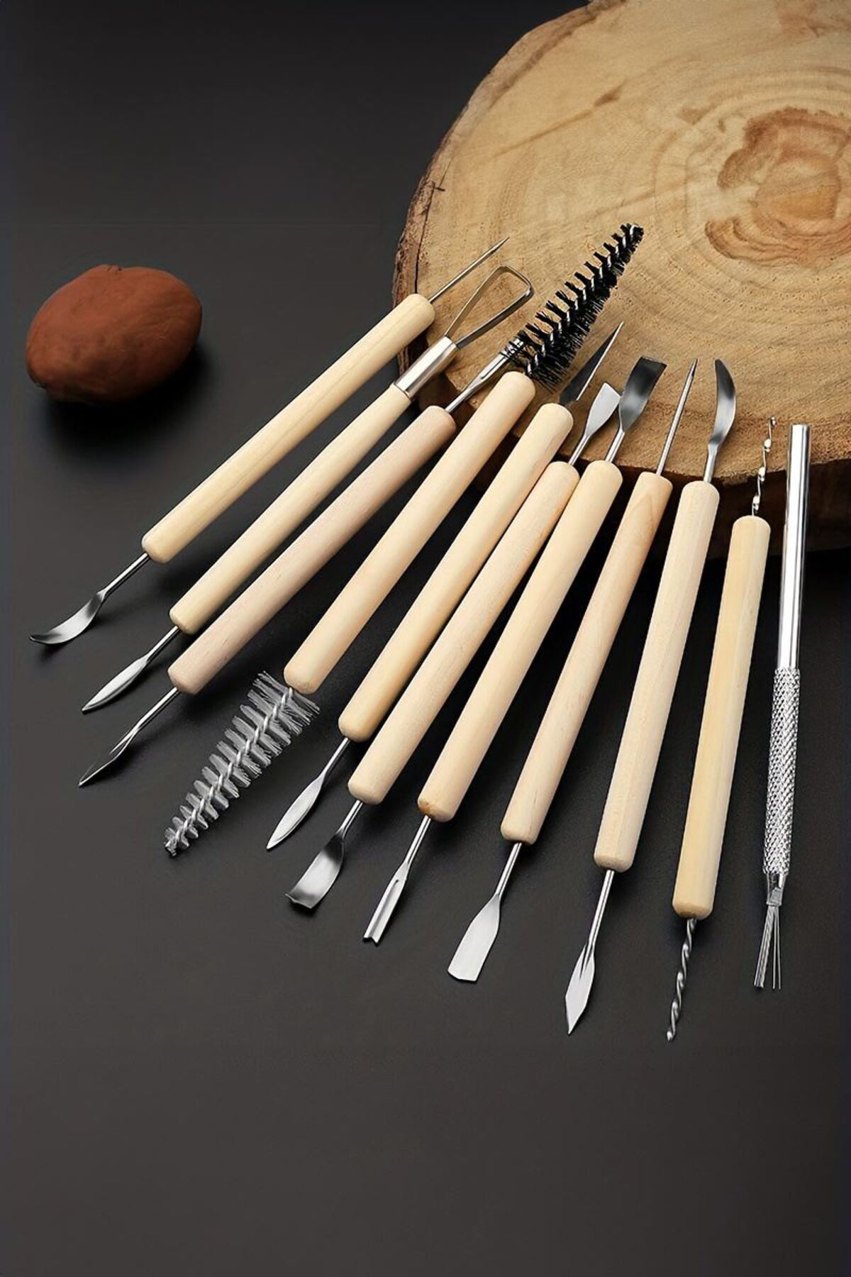 Weather Forecast 11 Parça Ebeşuar Seramik Kil Çömlek Heykel Ahşap Modelleme Oyma Seti cin657