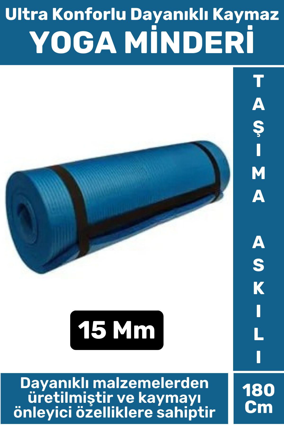 Wintoup Premium Dayanıklı Konforlu Kaymaz Fitness Yoga Aerobik Meditasyon PİLATES MİNDERİ 15 Mm