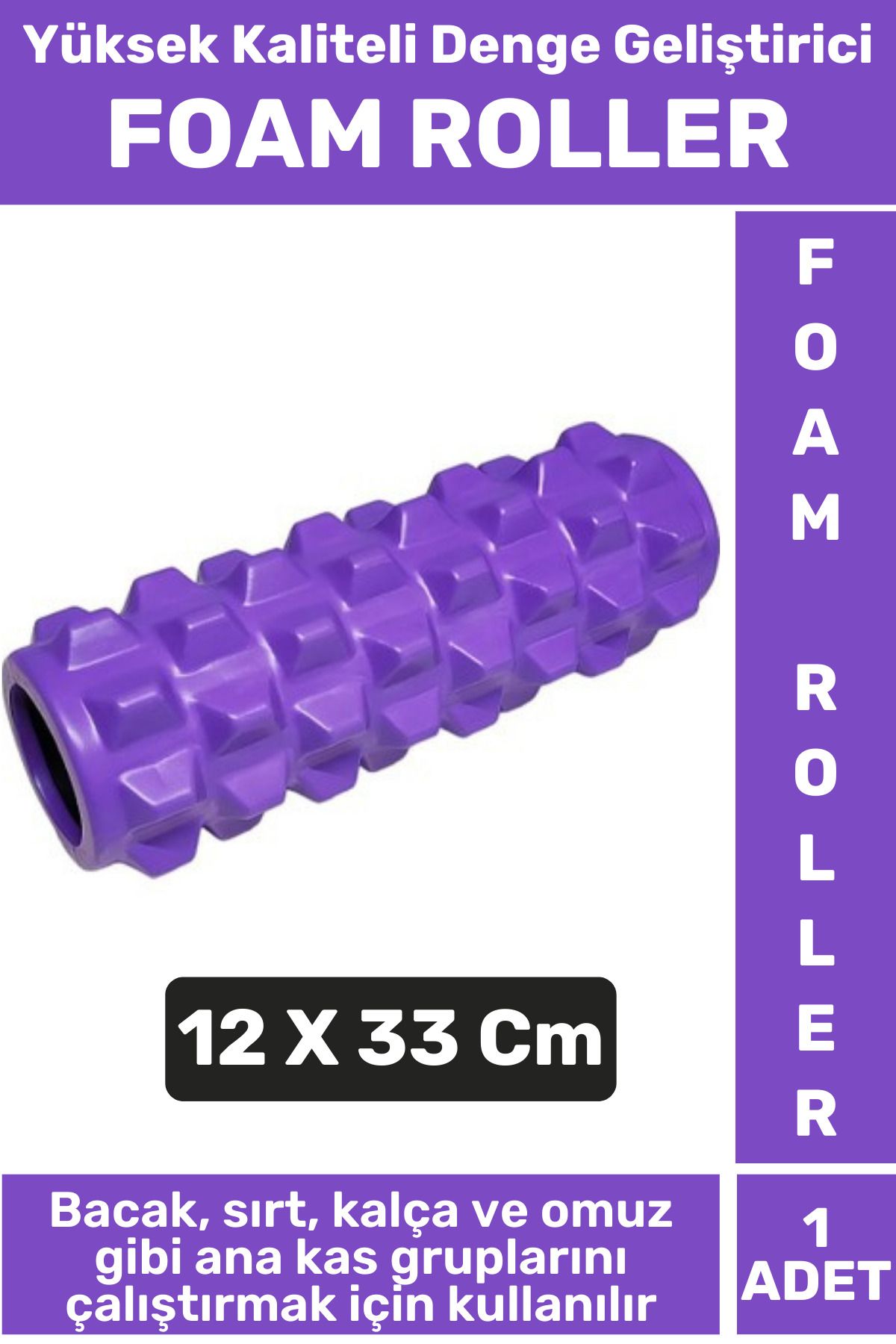 Wintoup Premium Fitness Aerobik Denge Stabilite Kas Esnekliği Geliştirici Kadın Erkek Foam Roller 33 Cm