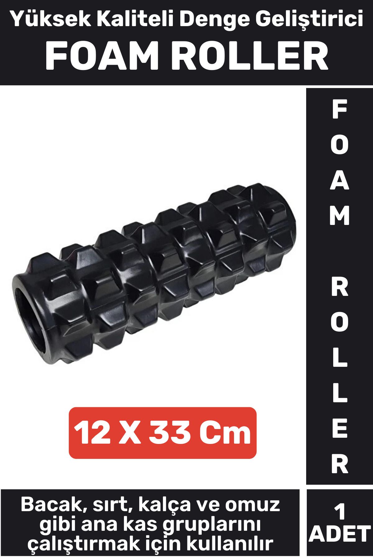 Wintoup Fitness Aerobik Denge Stabilite Kas Esnekliği Geliştirici Kadın Erkek Foam Roller 33 Cm