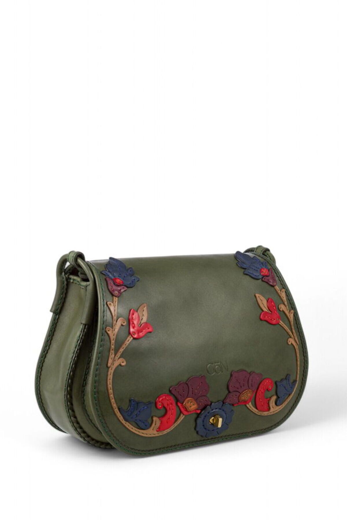 GÖN-Gön Rasa Green Leather/Colorful Women's Crossbody Bag 065 Rasa 2