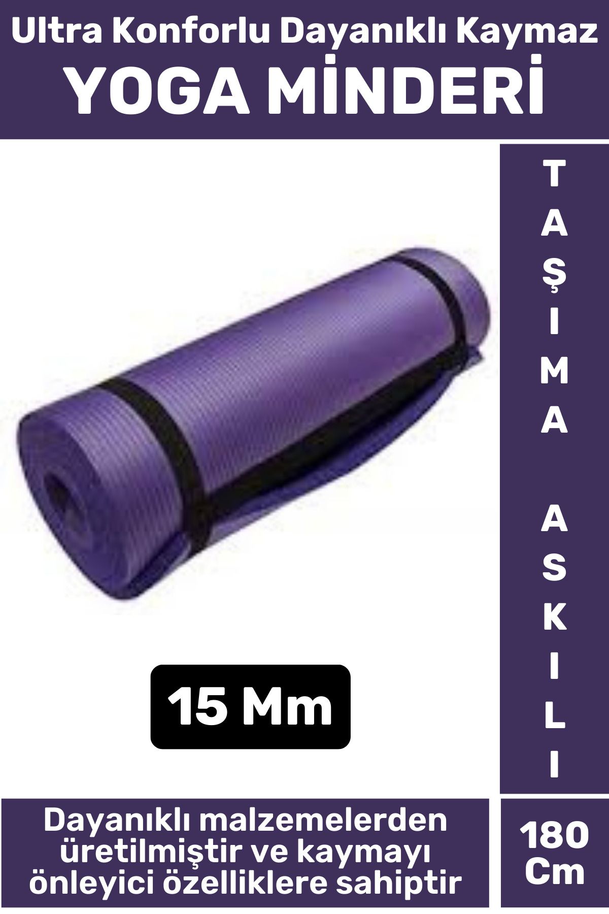 Wintoup Premium Dayanıklı Konforlu Kaymaz Fitness Yoga Aerobik Meditasyon PİLATES MİNDERİ 15 Mm