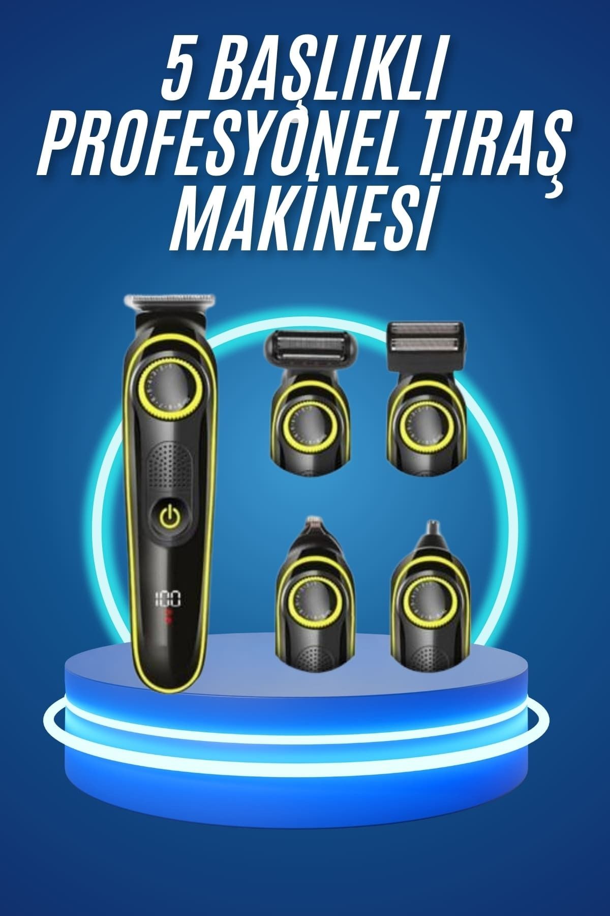 ASTRALTECH 5 Başlıklı Şarjlı Tıraş Makinesi Kablosuz Saç Sakal Burun Tıraşına Uygun