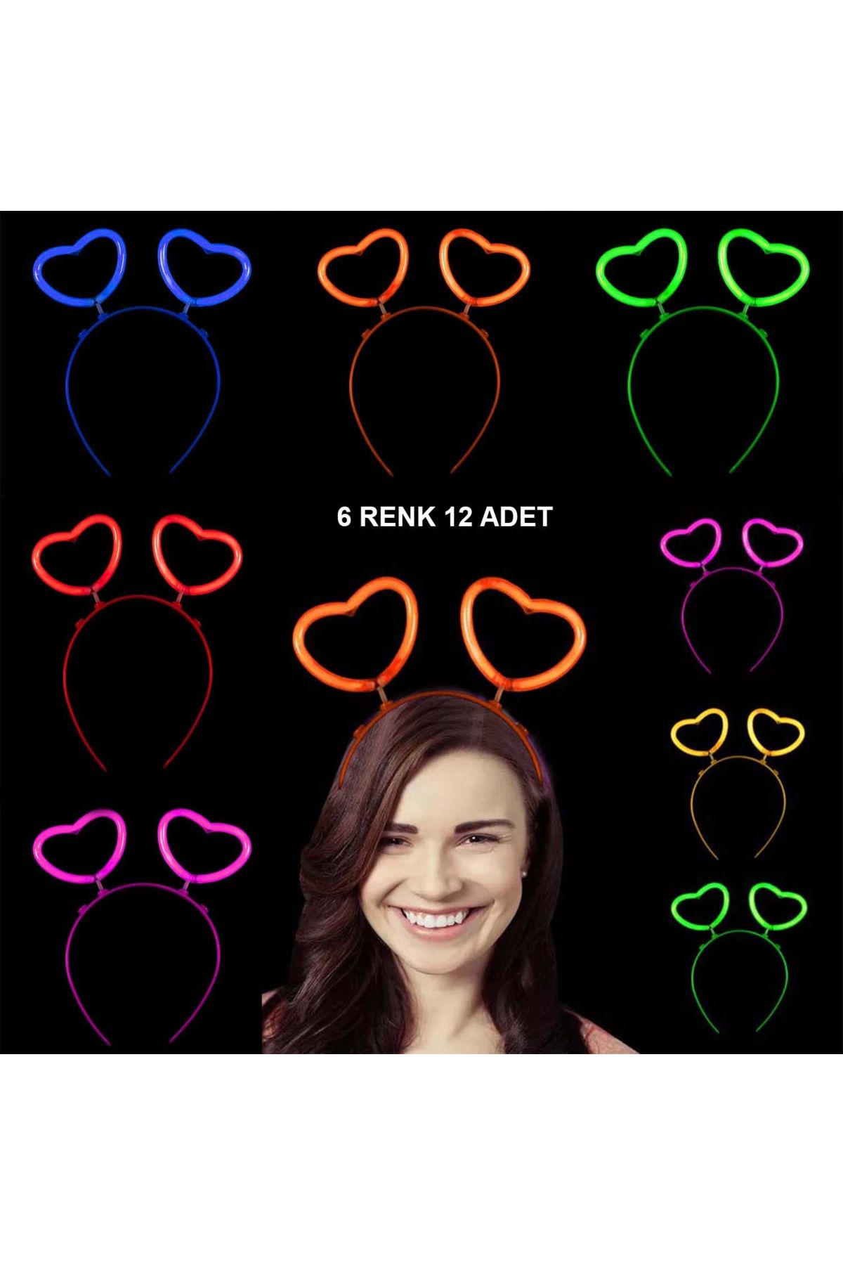 ChenSea Glow Stick Karanlıkta Yanan Fosforlu Kalp Taç 12 Adet - AGT1923-2133