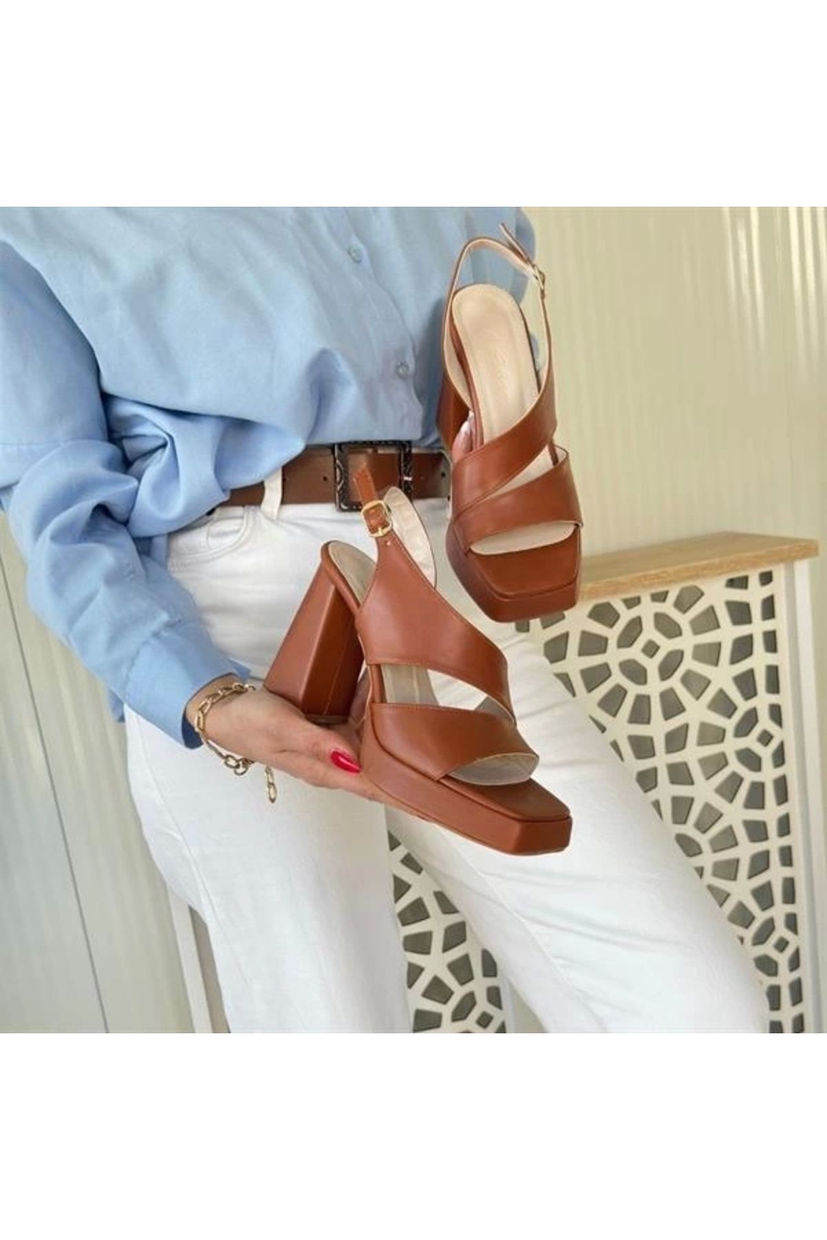 KAZAX-Cica Tan Skin Heeled Shoes 4