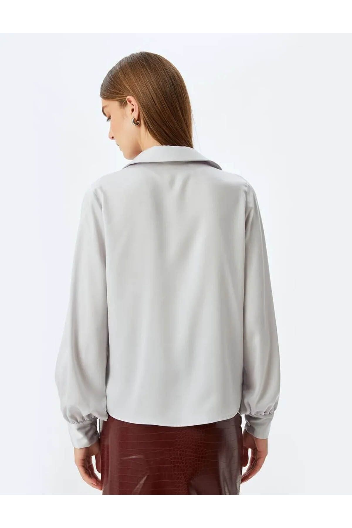 Koton-Classic Collar Shirt with Long Sleeves and Pockets 3
