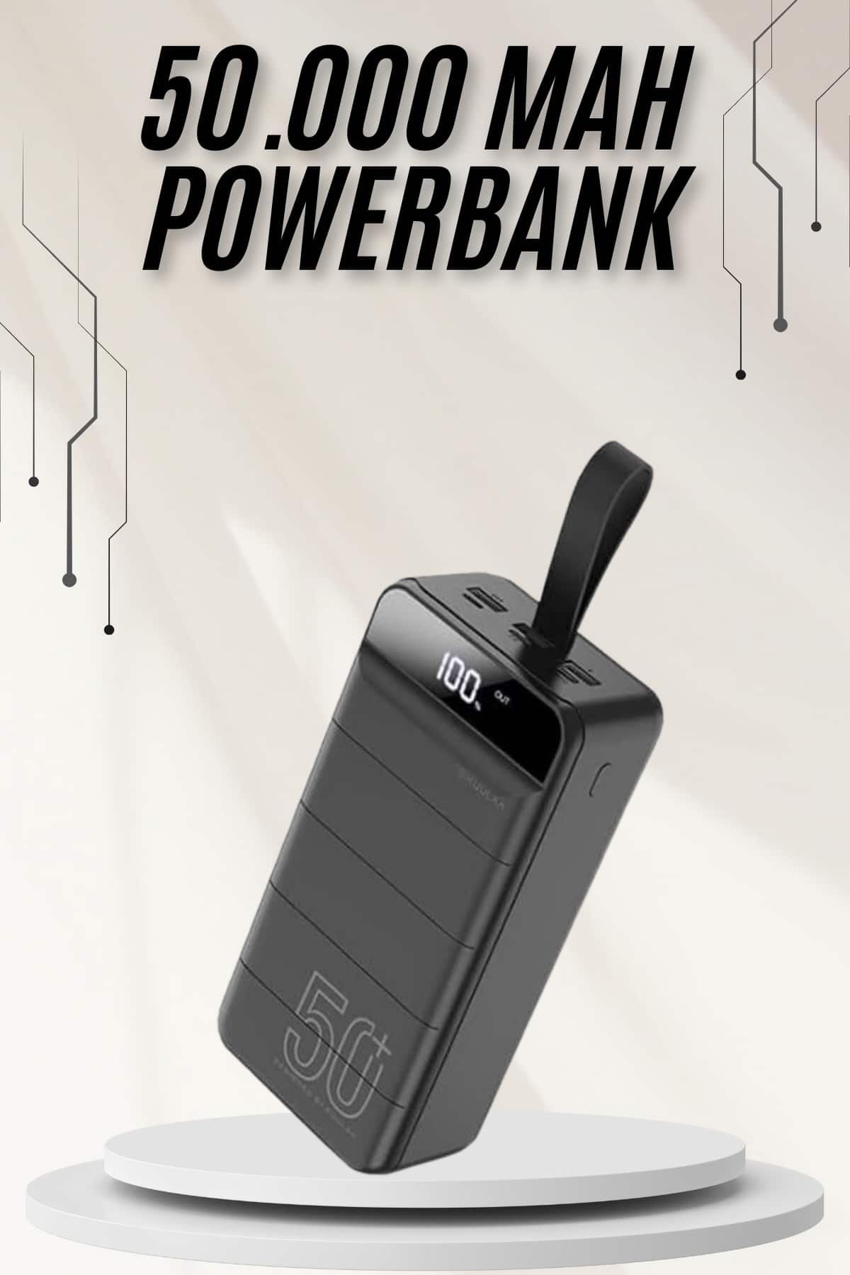 BellaThec Dijital Ekranlı Powerbank - 50.000 mAh Kapasite, Çoklu USB Çıkışı ve Hızlı Şarj