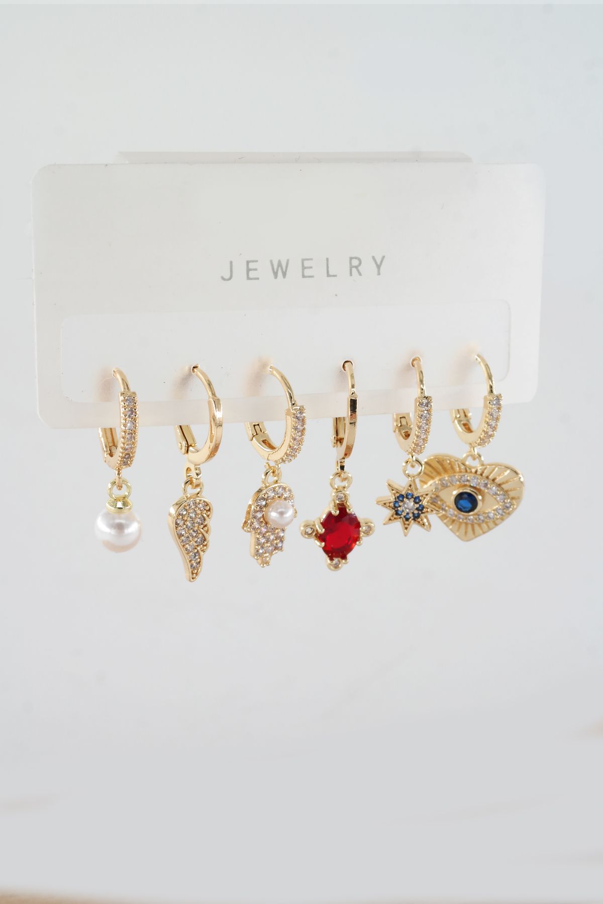 ARTEMİSİA-Women's Vip Series Antiallergenic Mixed Figured Zircon Stone 6-Piece Earring Set 4