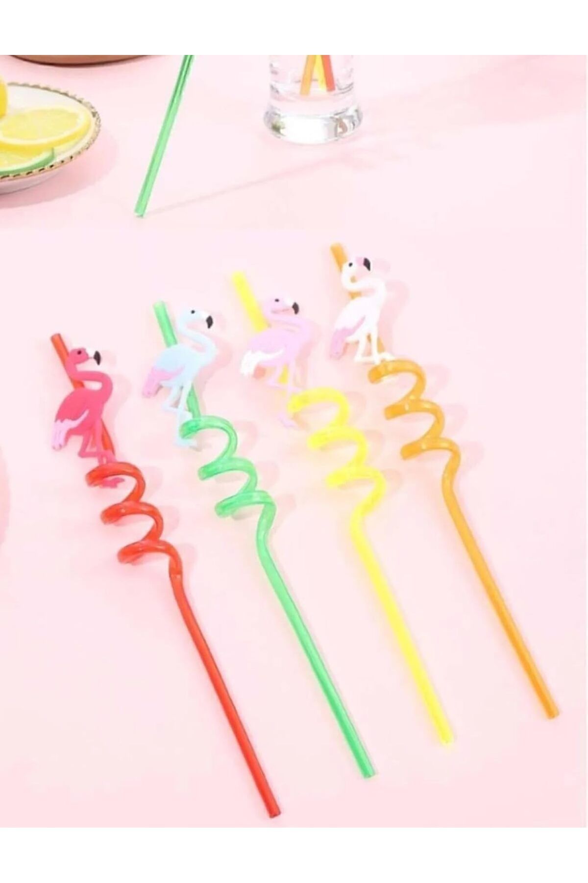 salesalbutik 4 Adet Şekilli Çocuk Pipeti - 26 cm Uzunluğunda Kıvrımlı ve Figürlü Renkli Plastik Pipet Seti