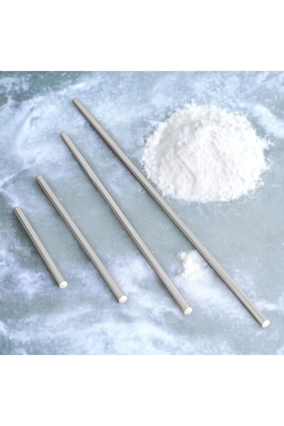 STOREMAX svticaret Alüminyum Metal Oklava 4'lü Set Börek Hamur Yufka Açma Silindir Yuvarlak Uzun Kısa Mu