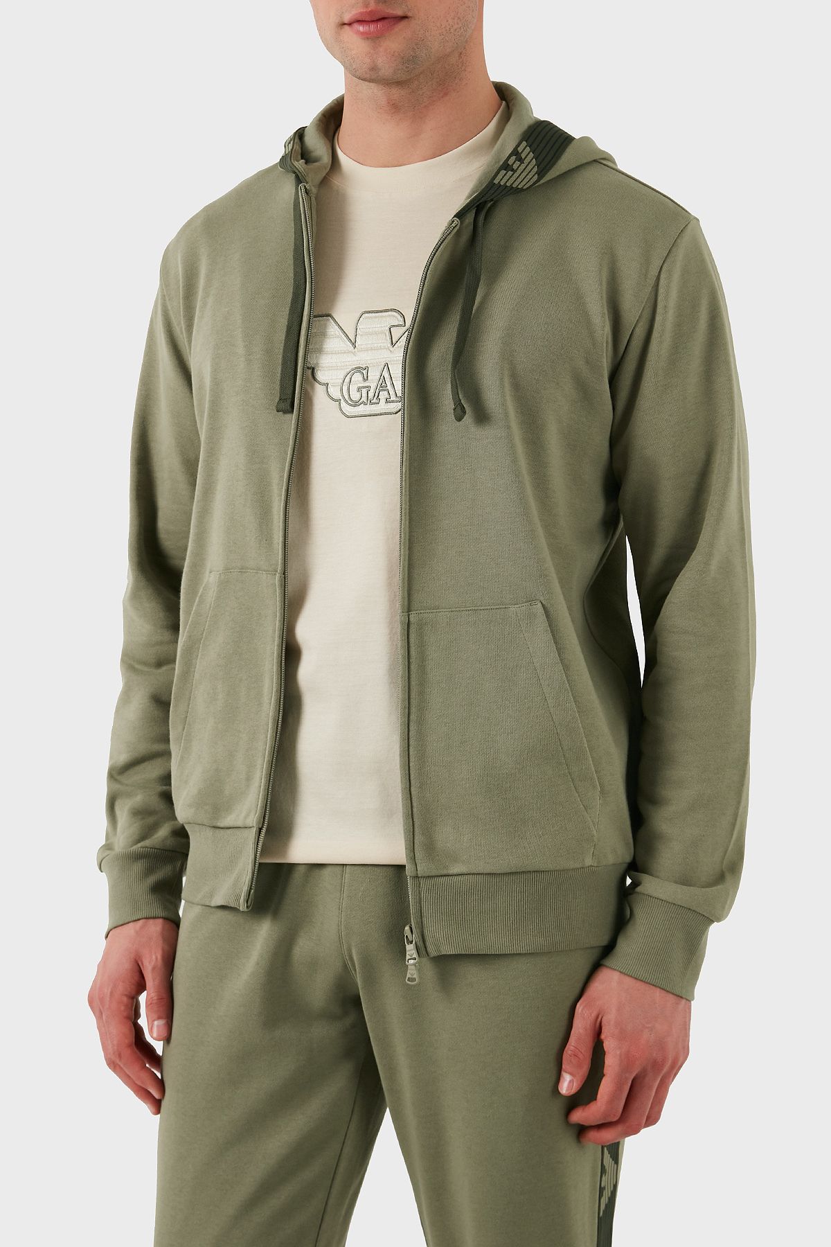 SWEAT مردانه SWEAT EM000523 AF10781 U6274 کلاهدار معمولی و نخی کشدار Emporio Armani