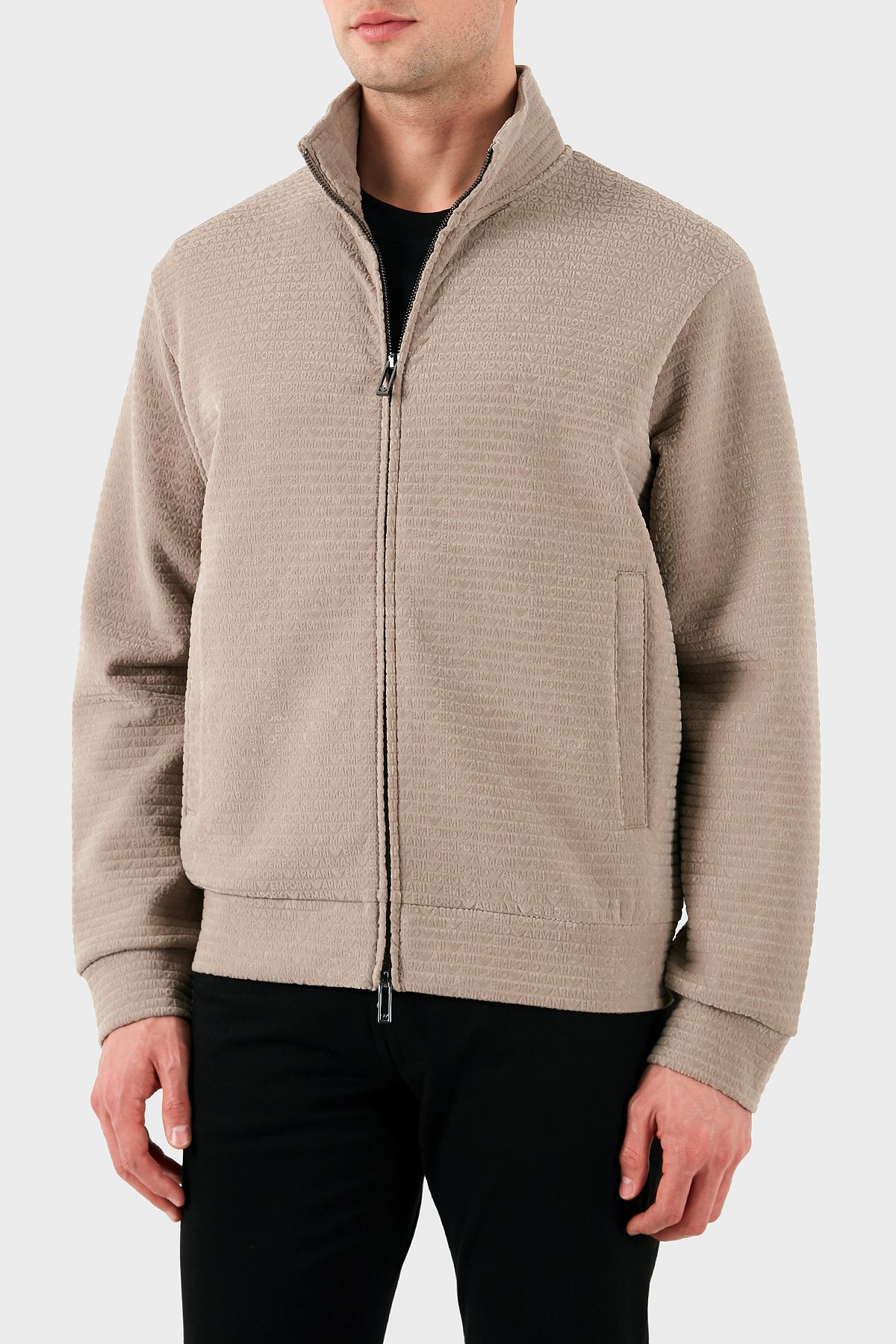 Sweat مردانه SWEAT EM001697 AF10013 F6063 با زیپ معمولی نخی با تمام لوگو Emporio Armani