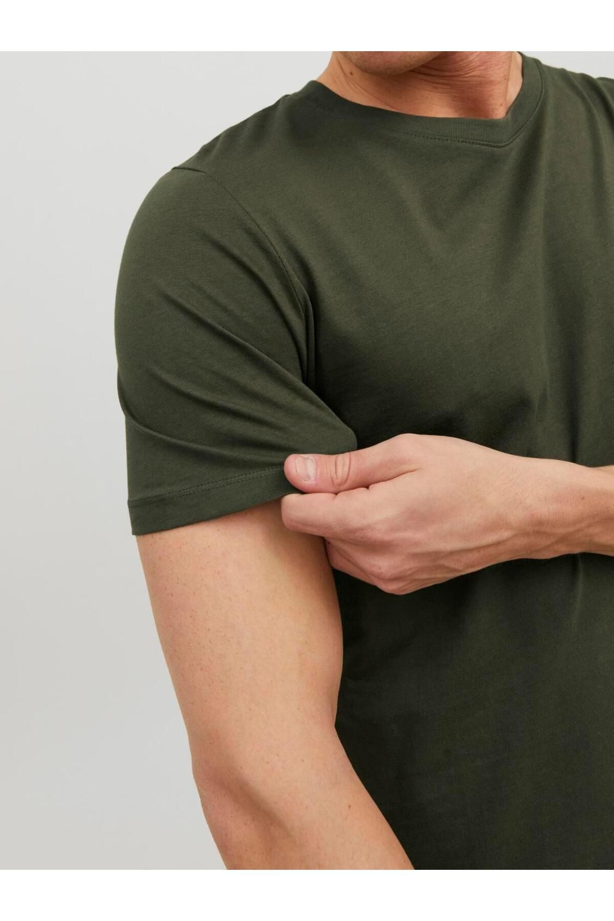 تی شرت سبز مردانه Jack Jones یقه O neck Noos Jjeorganic Basic 12156101 Jack & Jones