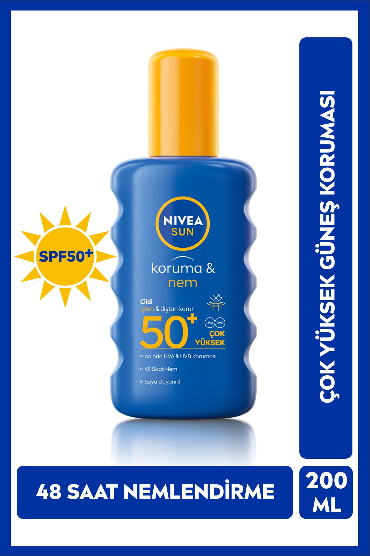 اسپری بدن ضد آفتاب SUN SPF50 200 میلی لیتر، محافظ UVA، مقاوم در برابر آب، قطعات X2، هدیه کیف ساحلی NIVEA
