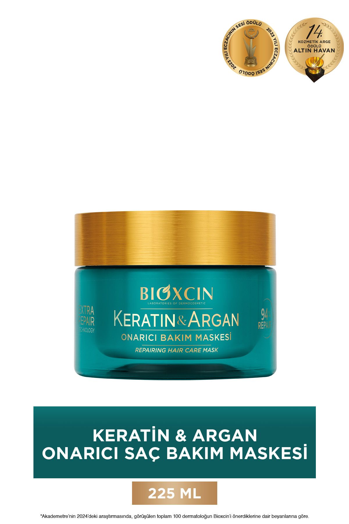 ماسک مراقبت از موی ترمیم کننده کراتین و آرگان 225 میلی لیتر - موهای آسیب دیده و حساس با اثر بوتاکس Bioxcin