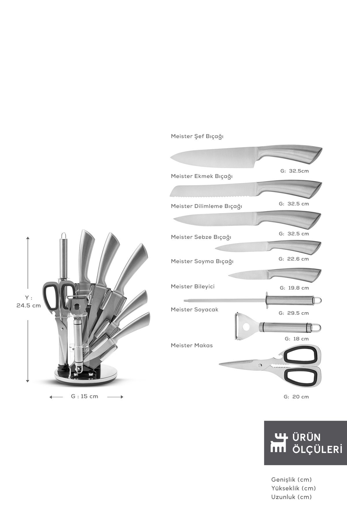 Karaca-Karaca Meister Palm Steel Messerset, 9-teilig 2