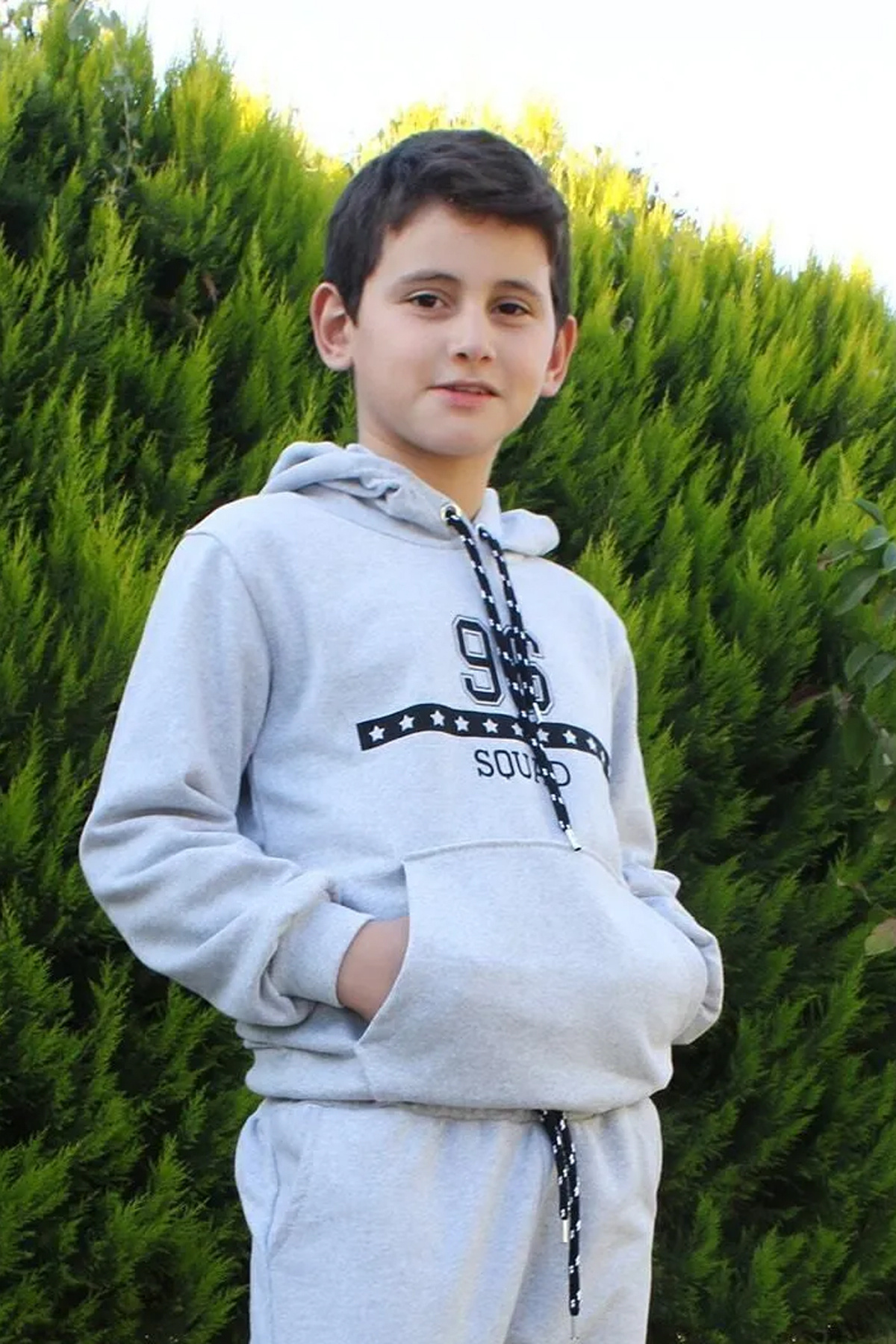 FYK KİDS 96 Yazı Baskılı Kanguru Cepli Kapşonlu Erkek Çocuk Alt-üst Eşofman Takımı fotoğrafı 5 (önizleme)