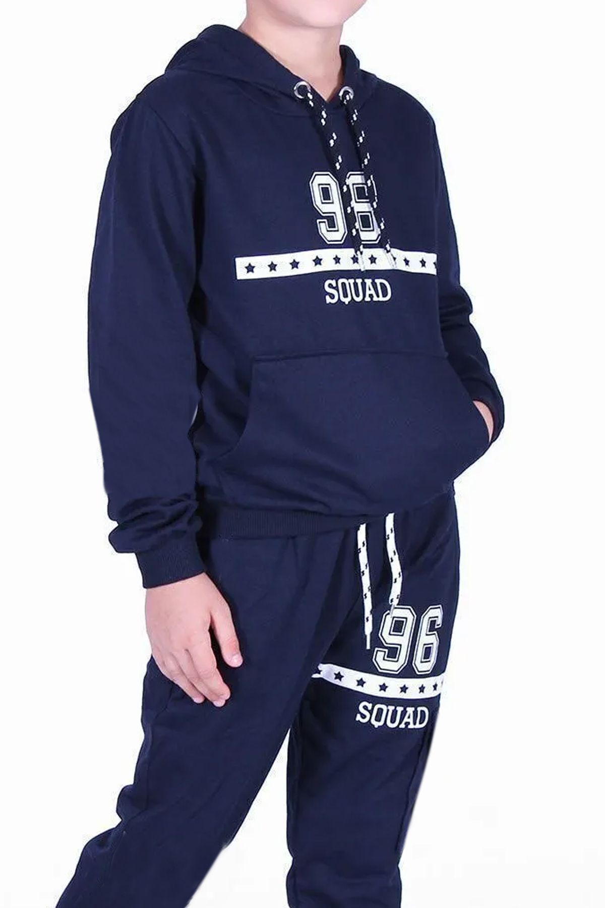 FYK KİDS-96 Chlapčenská súprava s kapucňou a vreckovým klokaním s textom 2