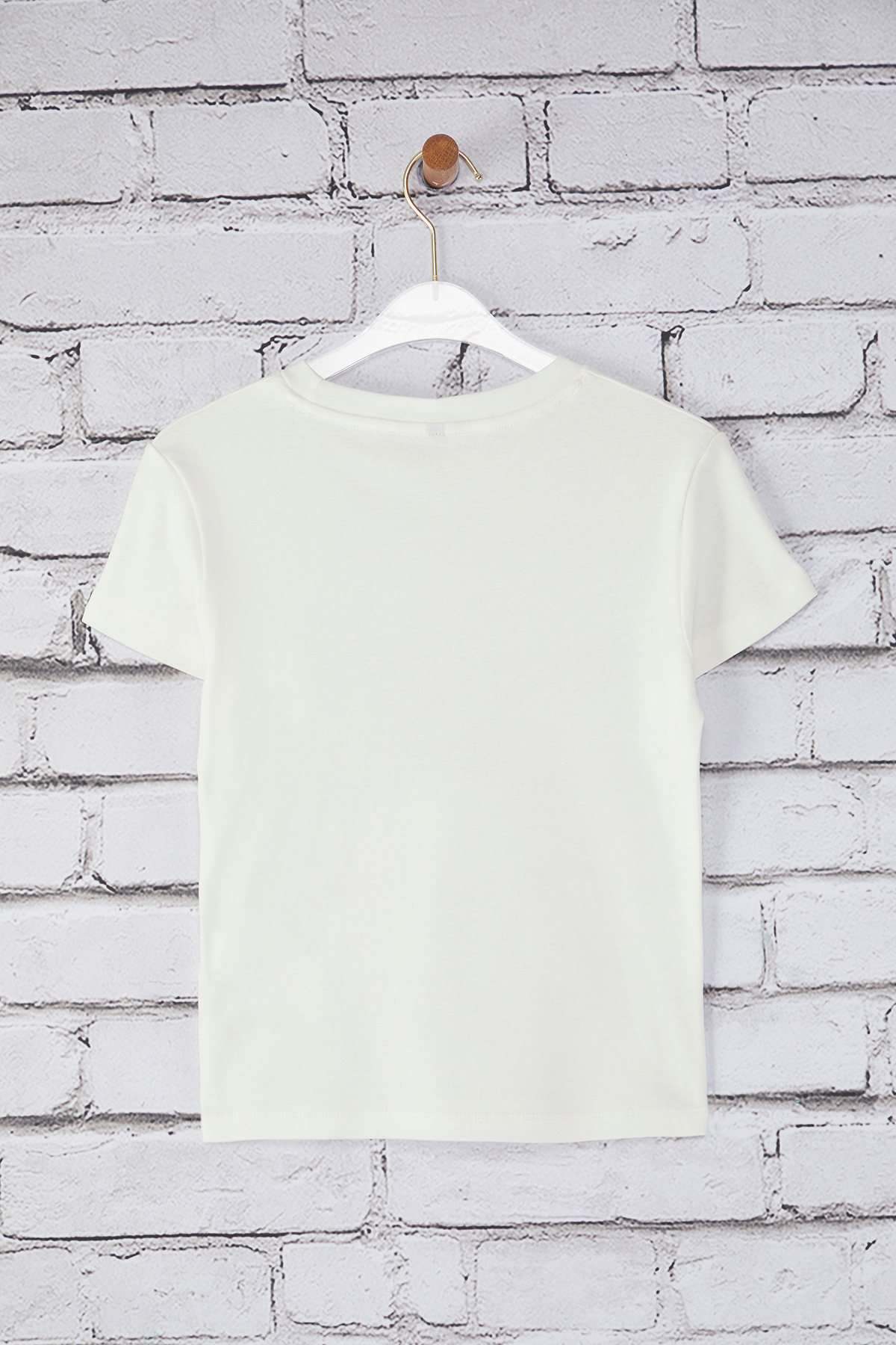 Trendyolmilla  Ekru Geyik Baskılı Fitted/Vücuda Oturan Örme T-Shirt TWOSS25TS00095 - Görsel 6